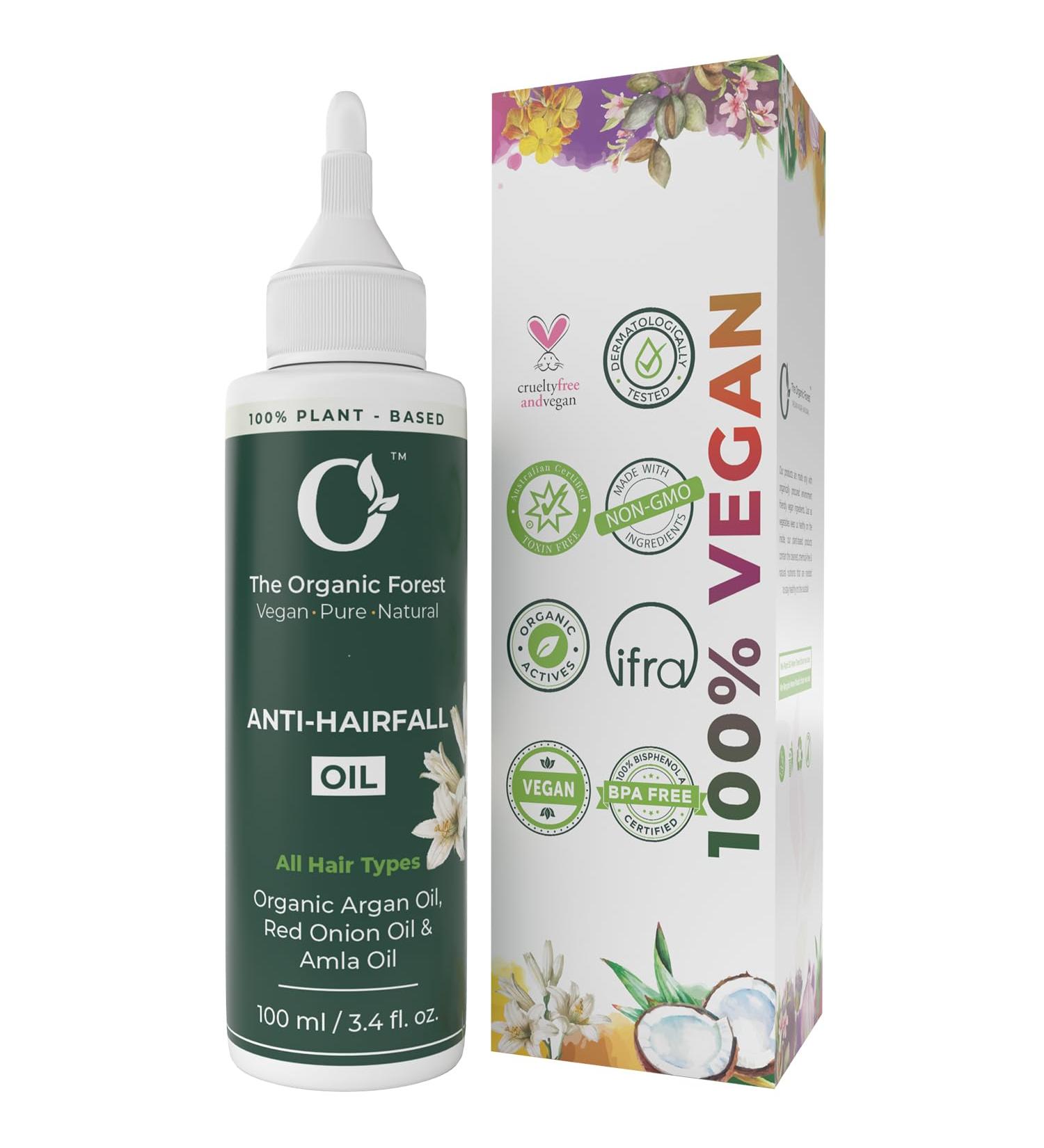 Organic Forest Hair Fall Control Oil - 100% Chemical Free | Argan Almond Coconut Onion & Bhringraj | Hair Oil for Men & Women | 3.4 fl. Oz - Buy Online on GoSupps.com