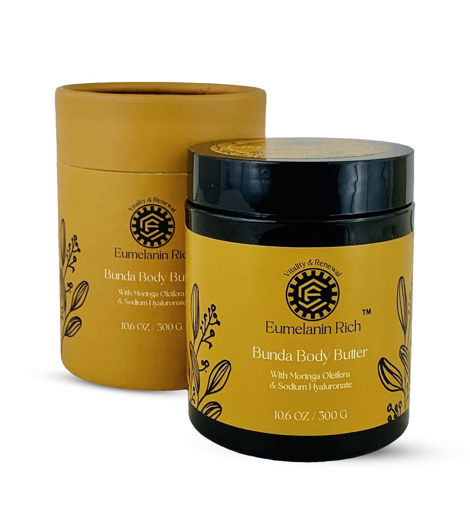 Bunda Body Butter - African Shea & Cocoa Butter with Moringa Oleifera & Sodium Hyaluronate for Intense Hydration - 10.6oz | Best for Dry & Crepey Skin - Buy Online on GoSupps.com