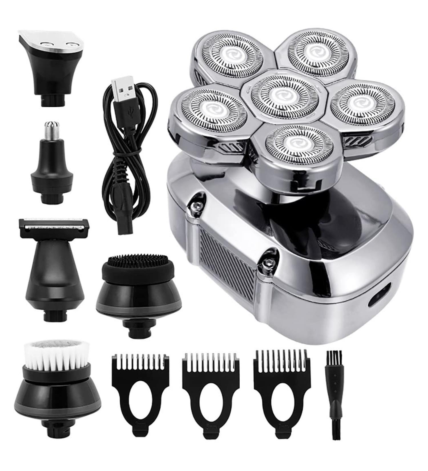 Buy Waterproof Electric Razor for Men - 6 in 1 Clipper & Shaver with LCD Display | Rechargeable Silver Trimmer - International Shipping Available - Buy Online on GoSupps.com