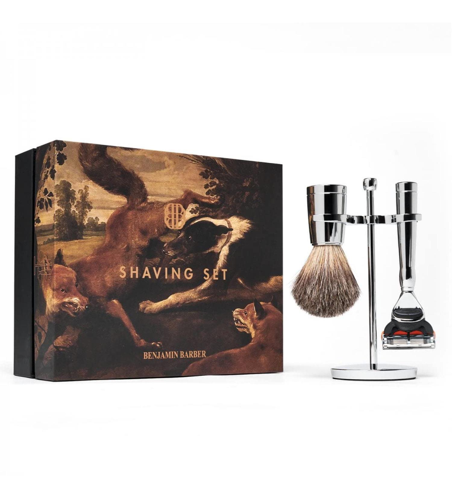 Benjamin Barber Classic 3-Piece Chrome Shaving Set | Stylish Durable & High-Quality Men's Grooming Essentials - International Shipping Available - Buy Online on GoSupps.com