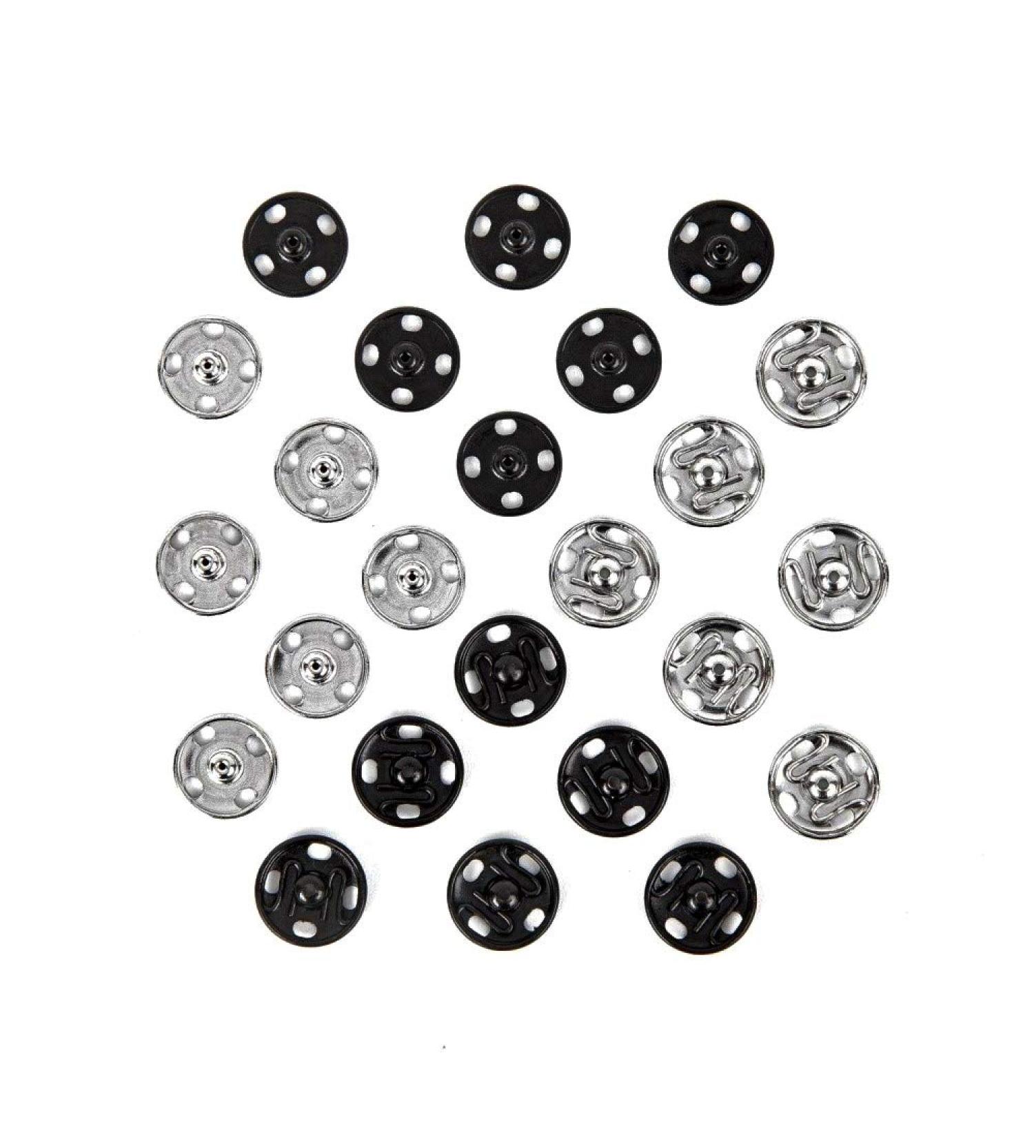 72 Sets Samuay Snap Buttons in Black and Silver - Heavy Duty Metal Snaps for Sewing and Crafting - Ideal for Leather Jackets, Jeans, Bags & Clothing - 10mm - Buy Online on GoSupps.com