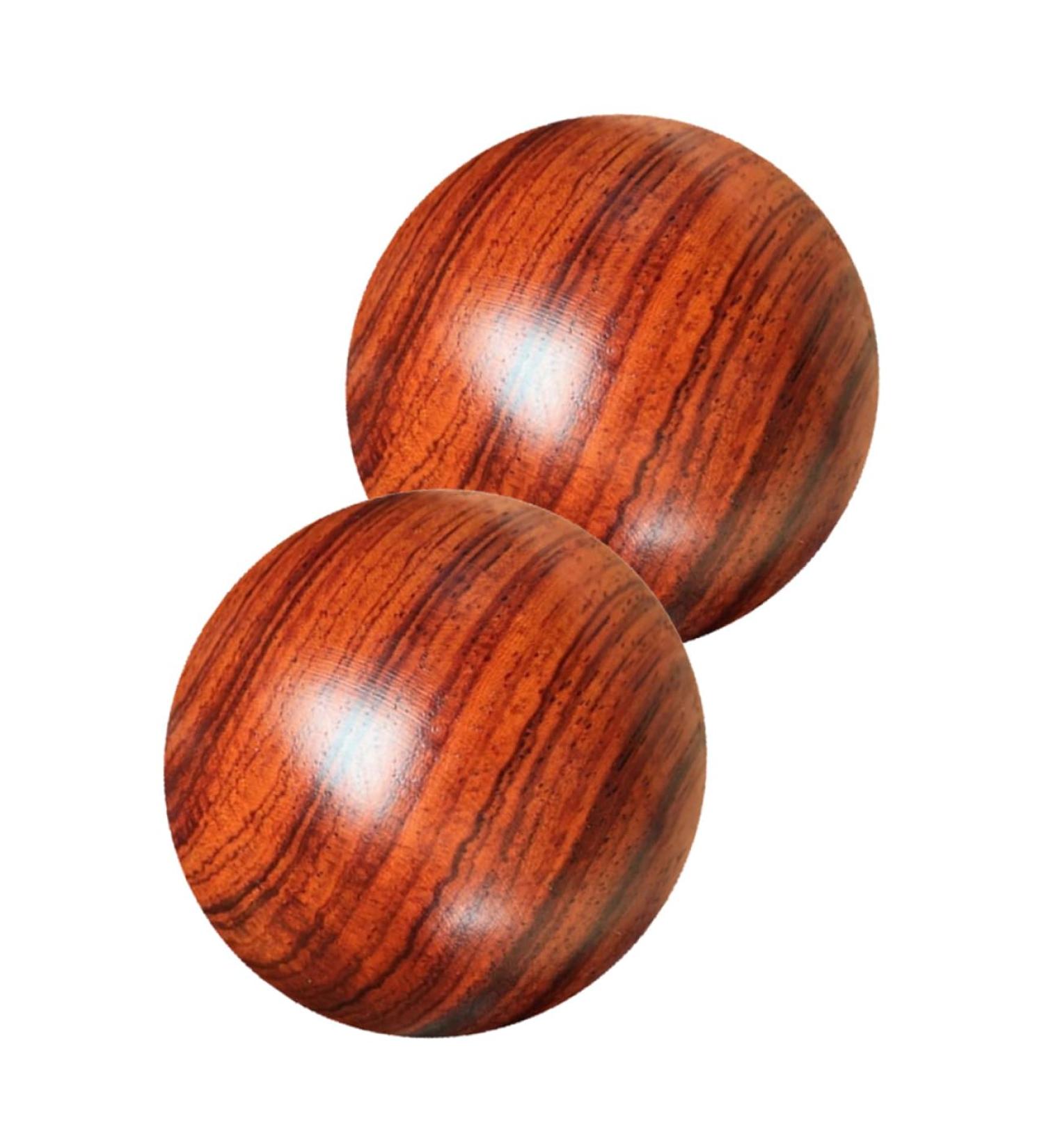 Gogogmy Solid Wood Massage Balls - 2 Pack Muscle & Hand Training | 5.5x5.5cm Brown | Perfect for Massage & Relaxation - Buy Online on GoSupps.com
