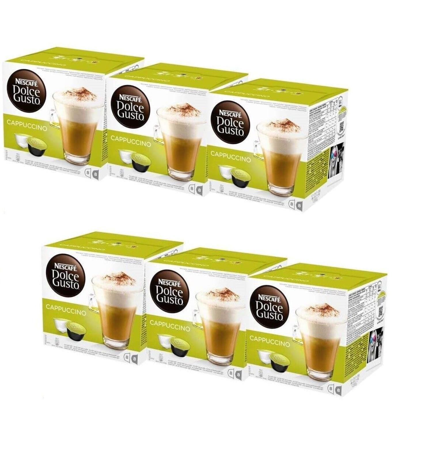 Dolce Gusto Cappuccino Coffee Pods 16 Capsules (Pack of 6 - Total 96 Capsules ) 48 Drinks - Buy Online on GoSupps.com