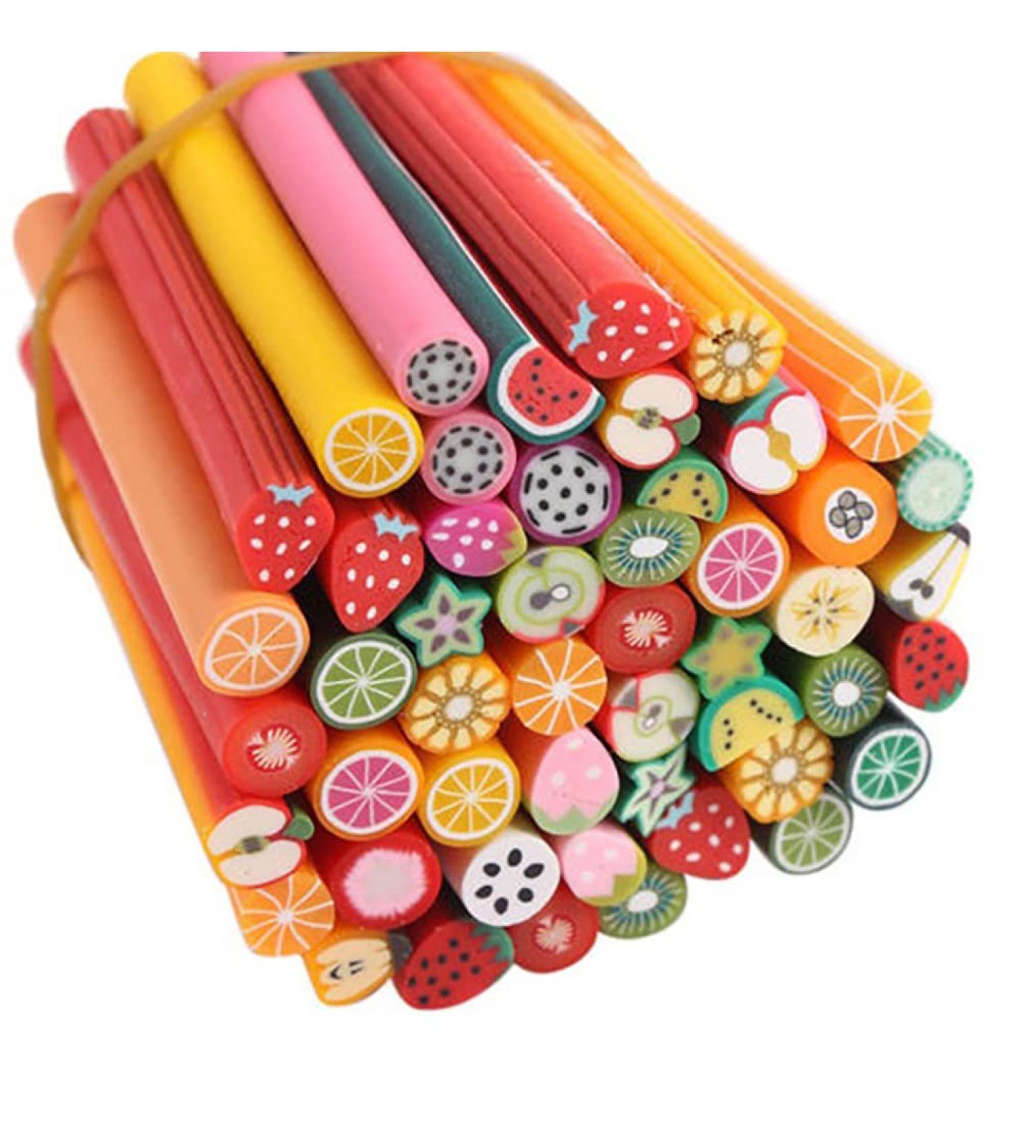 Soft ceramic stripPack Of 50 Cute Nail Art Canes Sticks Manicure Canes 3D Fruit Pattern Slices Perfect For Diy Crafts Cellphone Decoration Nail Art Decoration(Fruit) - Buy Online on GoSupps.com