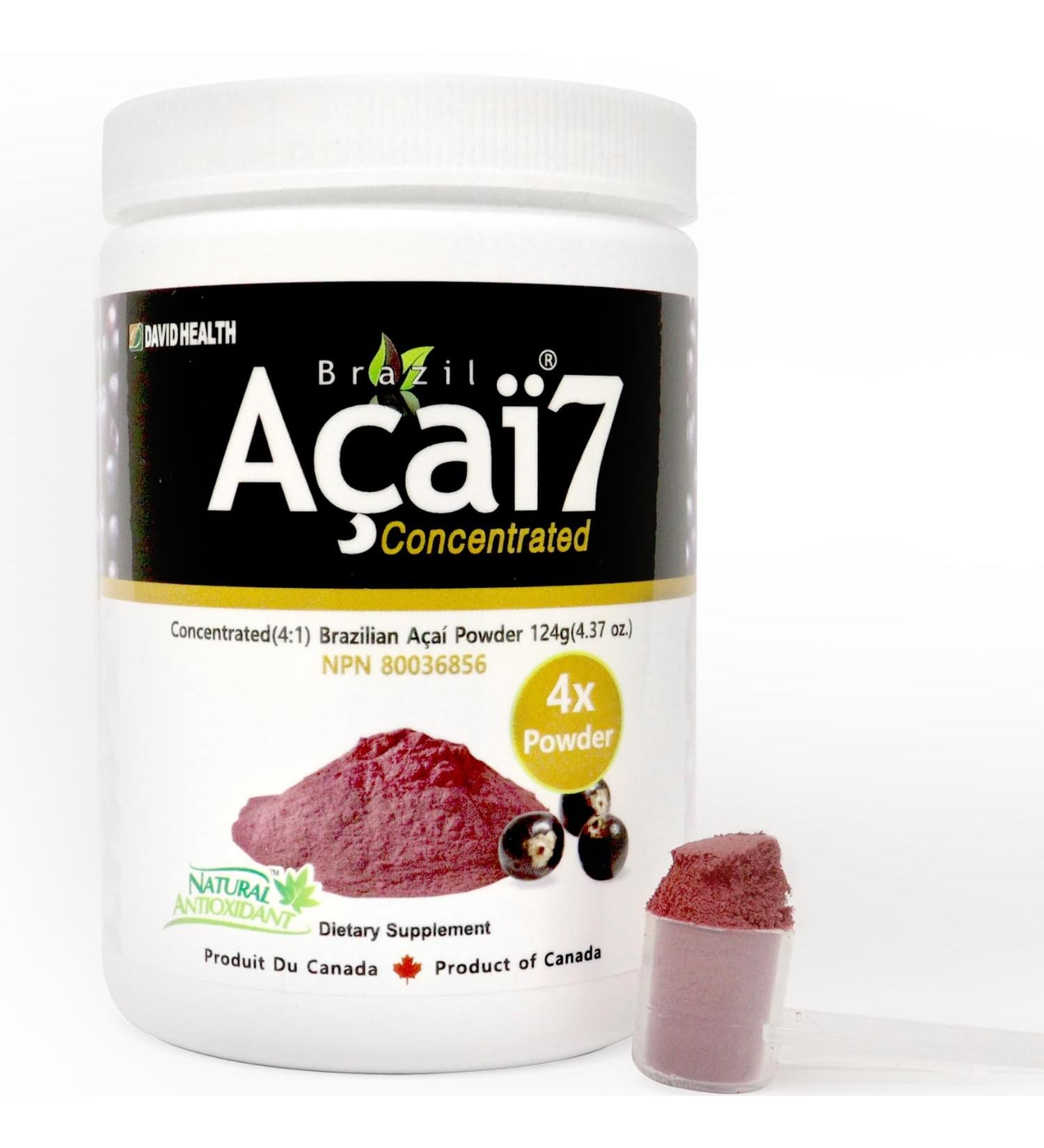 Acai7 Acai Berry Powder 4x Extra Strength - 4 000mg QCE per Scoop (124 Servings) - Provides Antioxidants Non-GMO Vegan Gluten-free Dairy-free Soy-free No Sugar (124g) - Buy Online on GoSupps.com