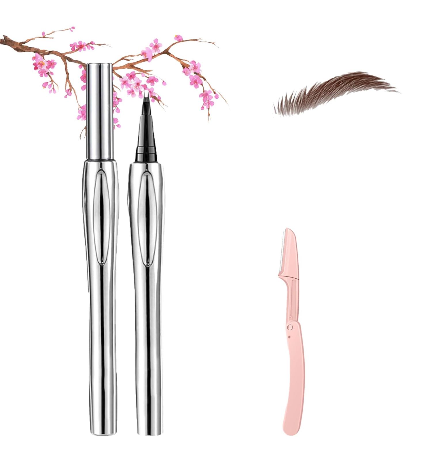 Cooklesa Eyebrow Natural Waterproof Eyebrow Pen with Microfine Tip Two-pronged Eyebrow Pencil Natural Brow Eyebrow Pen (02 Brown) - Buy Online on GoSupps.com