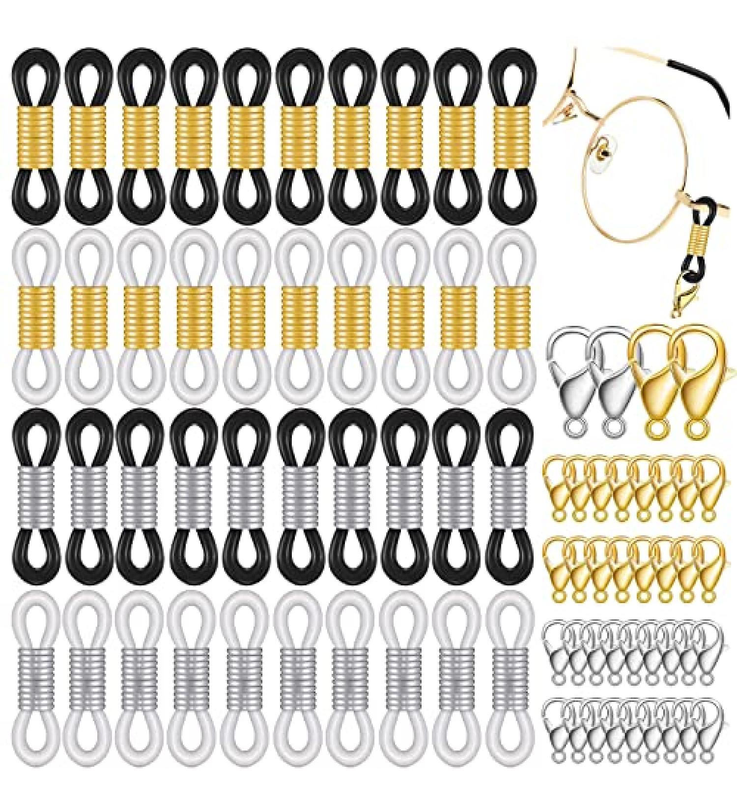 BIAHOTUR Eyeglass Chain Ends  Eyeglass Chain Connector  200 Pieces Adjustable Spring Rubber Ends Connectors  100 Lobster Clasp for Glasses Strap  Glasses Holder  Sunglasses strap  Face mask Connector - Buy Online on GoSupps.com