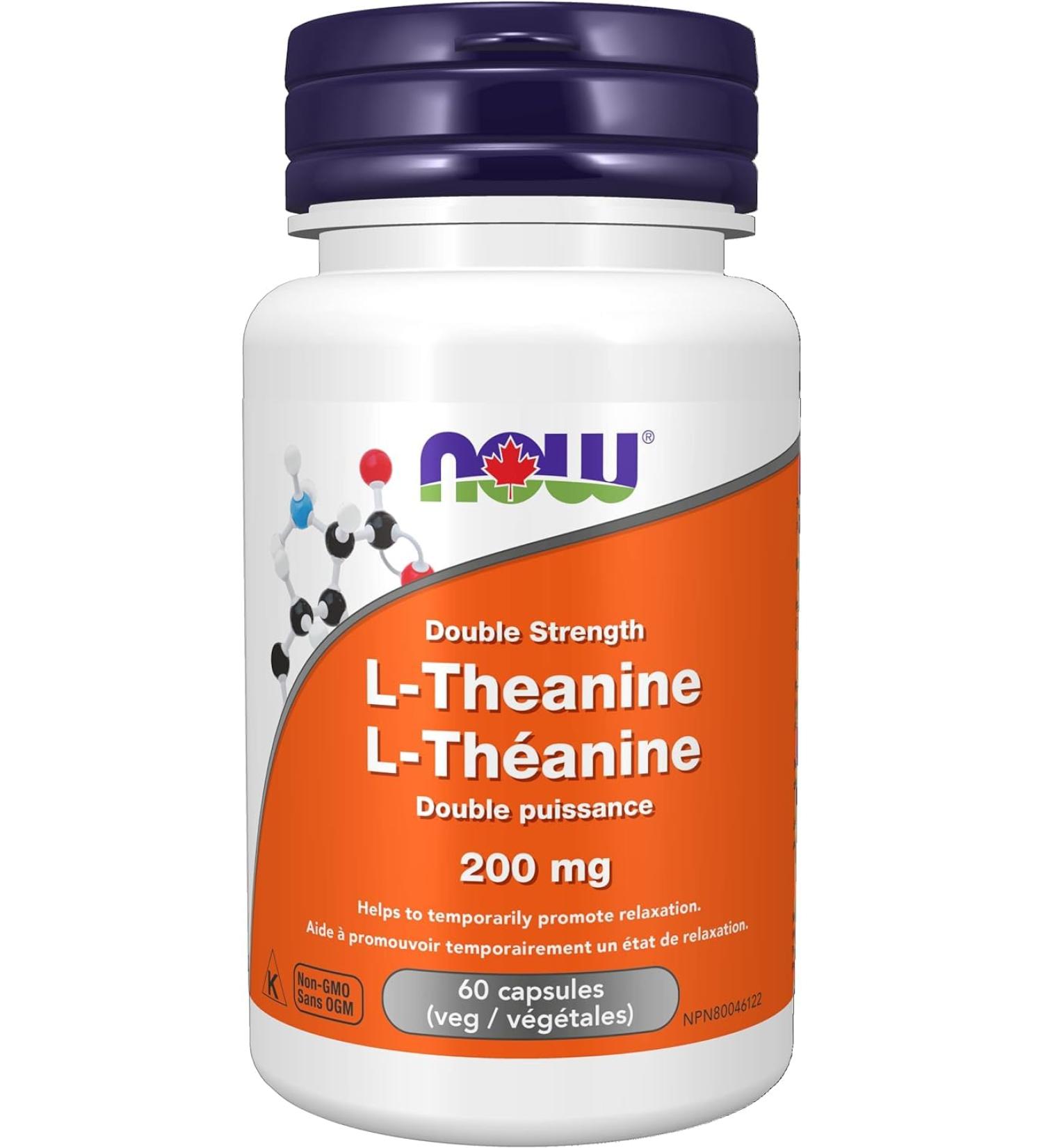 Now L-theanine 200mg 60 Veg Capsules 60 Count - Buy Online on GoSupps.com