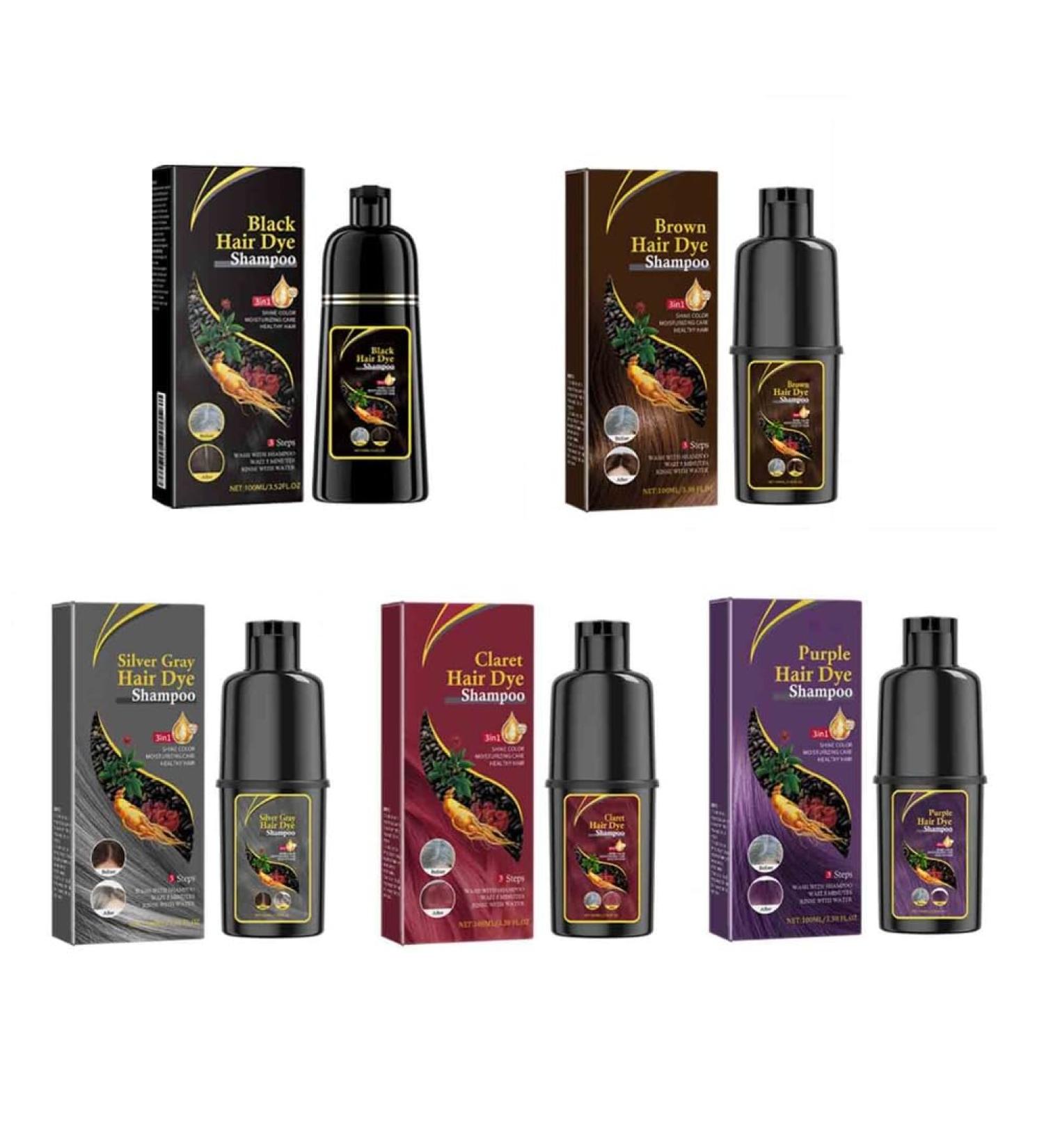 5PCS Hair Dyeing Shampoo 3-in-1 Rapid Hair Dyeing Repair Dry Cleaning Nourishing Hair Roots Restoration Hair Coloring Black Shampoo - Buy Online on GoSupps.com