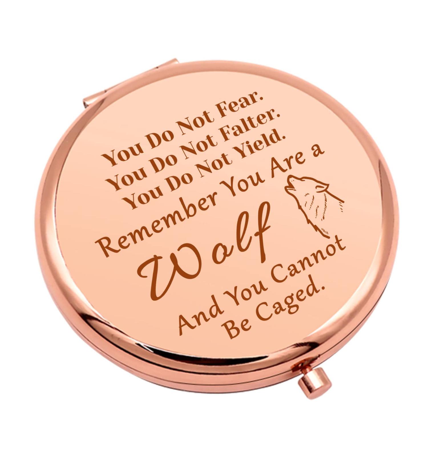 Wolf Lover Inspirational Compact Makeup Mirror - Perfect Birthday or Encouragement Gift for Women and Girls - Buy Online on GoSupps.com