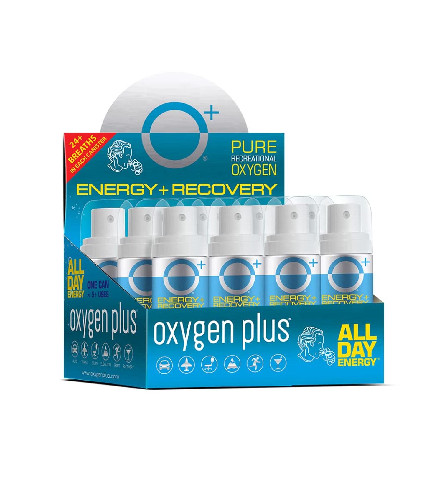 Oxygen Plus  O+ Mini 12 Pack | Portable Oxygen Can | 99.5% Pure O2 | Natural Wellness Supplement to Boost Energy & Recovery | 5+ Uses Per 1.55 Liter Cans 52.41 Fl Oz (Pack of 12) - Buy Online on GoSupps.com