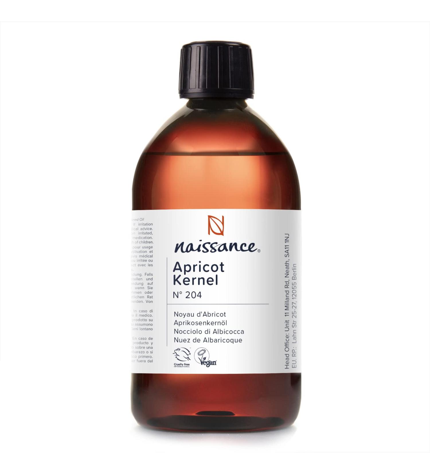 Naissance Apricot Kernel Oil (No. 204) - 500ml - Natural Moisturiser for Skin Face Beard Nails Hair Body Scalp - Massage Aromatherapy DIY Beauty Conditioner - Vegan No GMO 500 ml (Pack of 1) - Buy Online on GoSupps.com