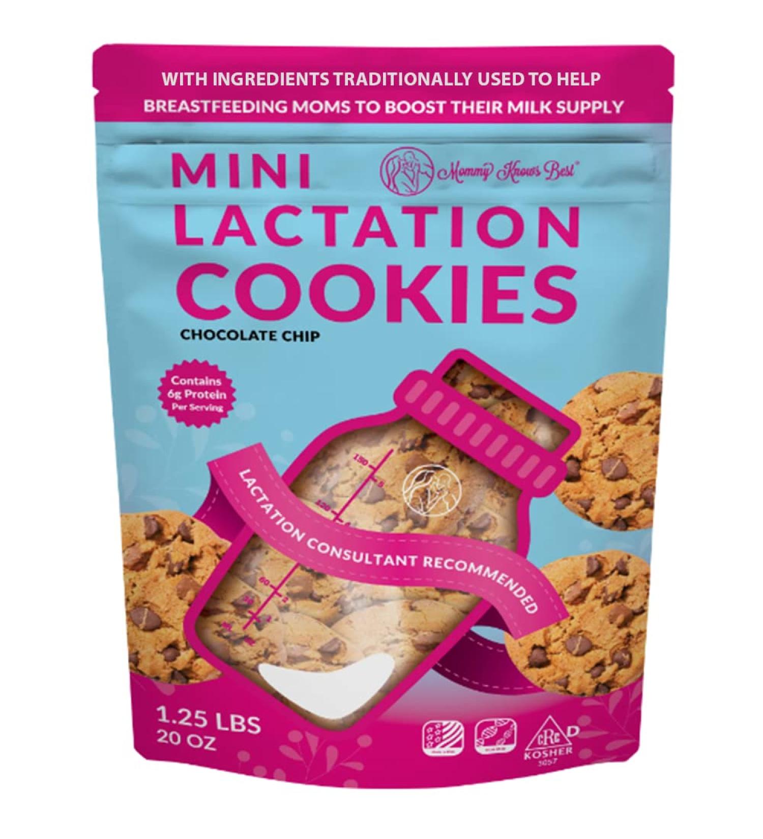 Lactation Cookies - Chocolate Chip Breastfeeding Supplement for Milk Supply Increase - Brewers Yeast, Oat Flour, Flax - Fenugreek Free - Mommy Knows Best - 1.25 LBS - Buy Online on GoSupps.com