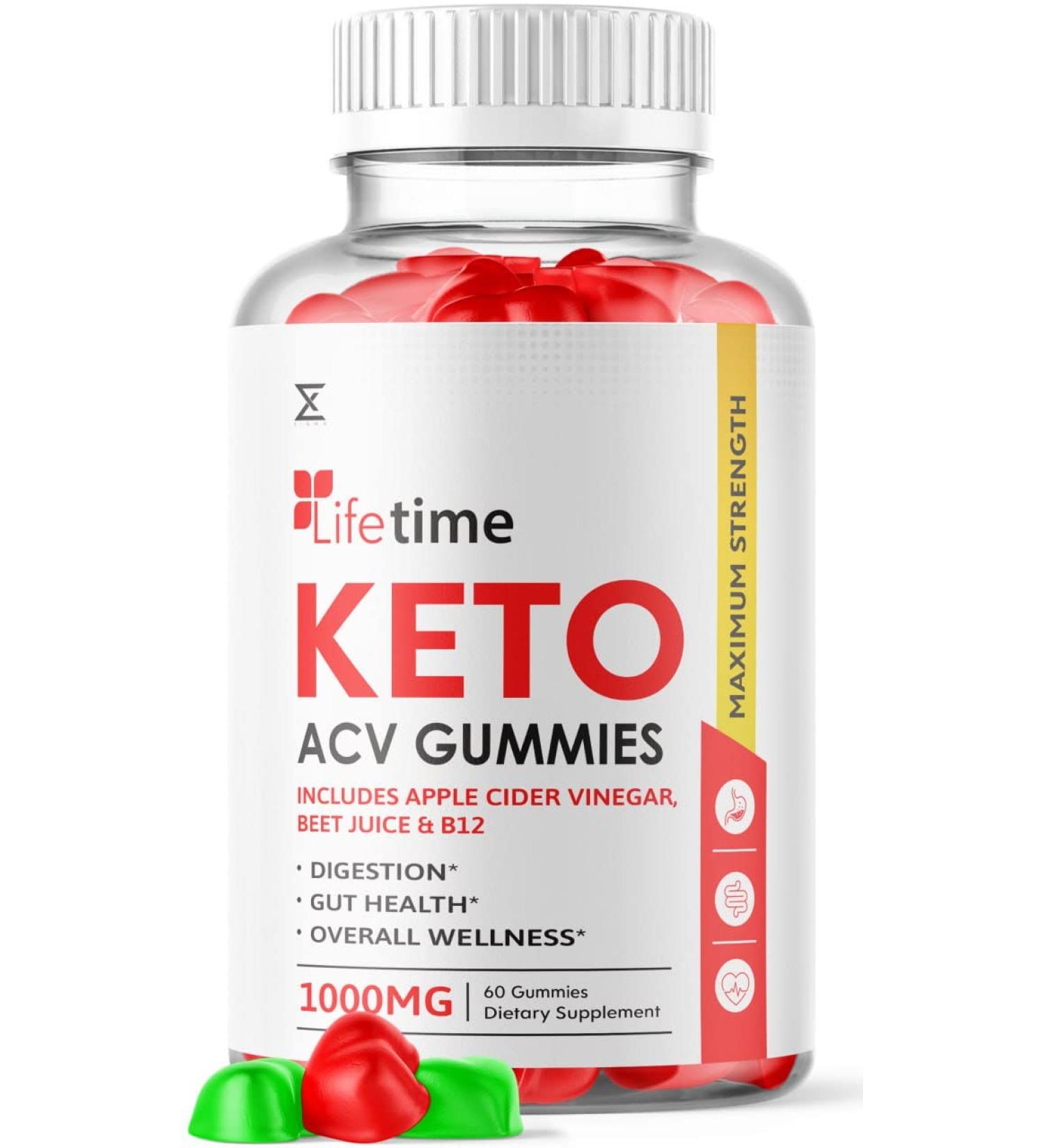 Lifetime Keto ACV Gummies with Pomegranate - 60 Gummies - Apple Cider Vinegar & Pomegranate Flavored Gummy - Buy Online on GoSupps.com