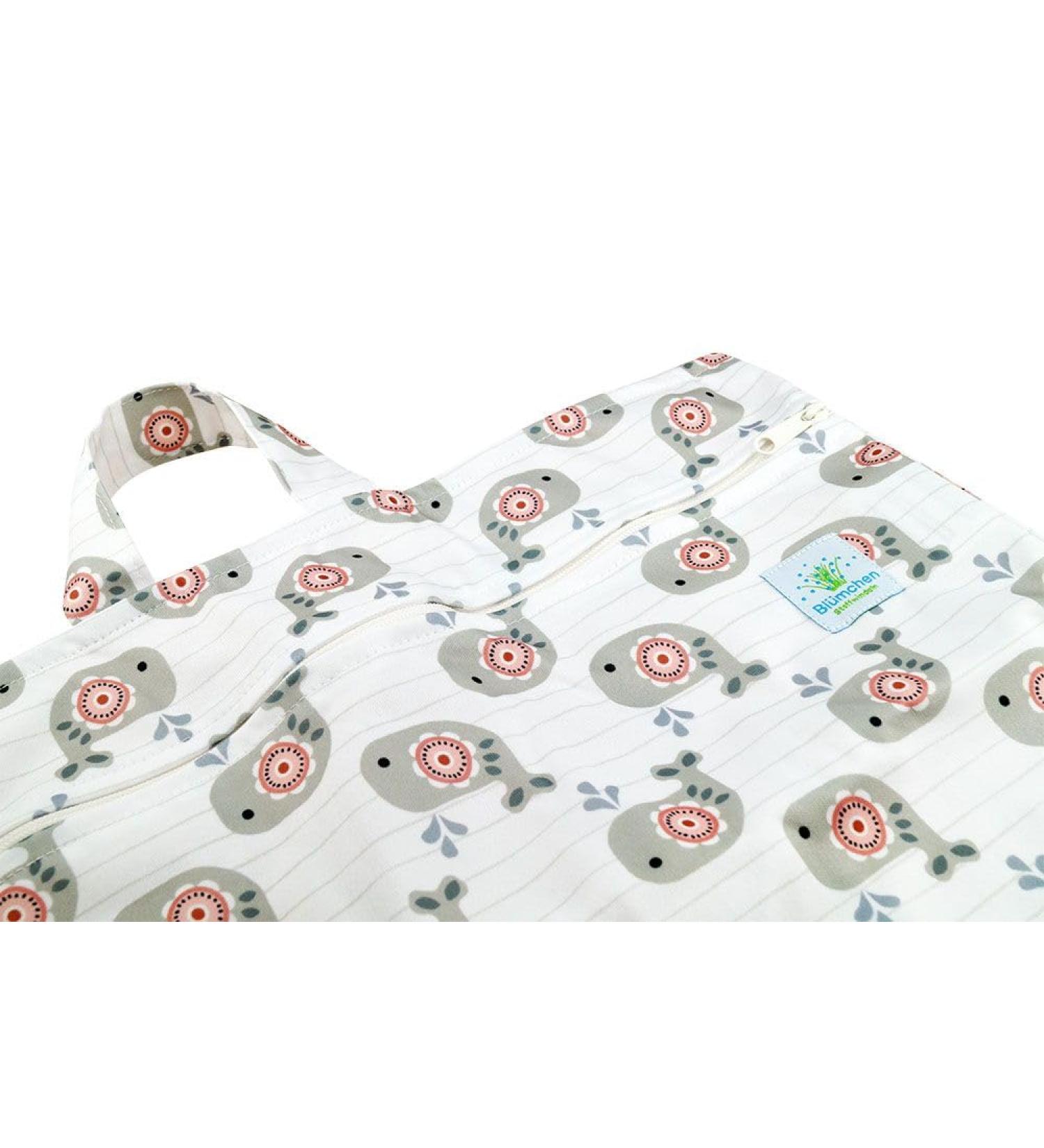 Flower hanging diaper bag XL with zipper (Cozy Whale)