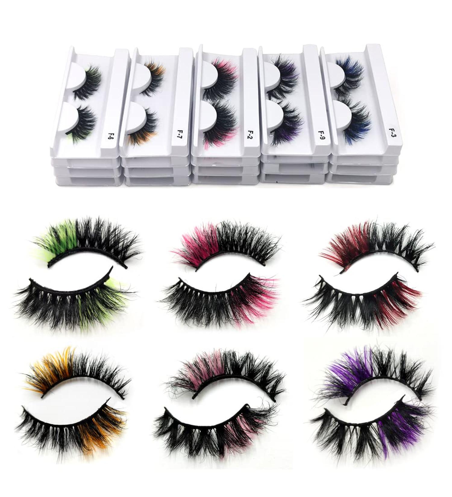 U-Hotmi 15-20mm Natural Look Colorful Wholesale Mink Lashes - Handmade Fluffy Pack of 10 Pairs - Buy Online on GoSupps.com
