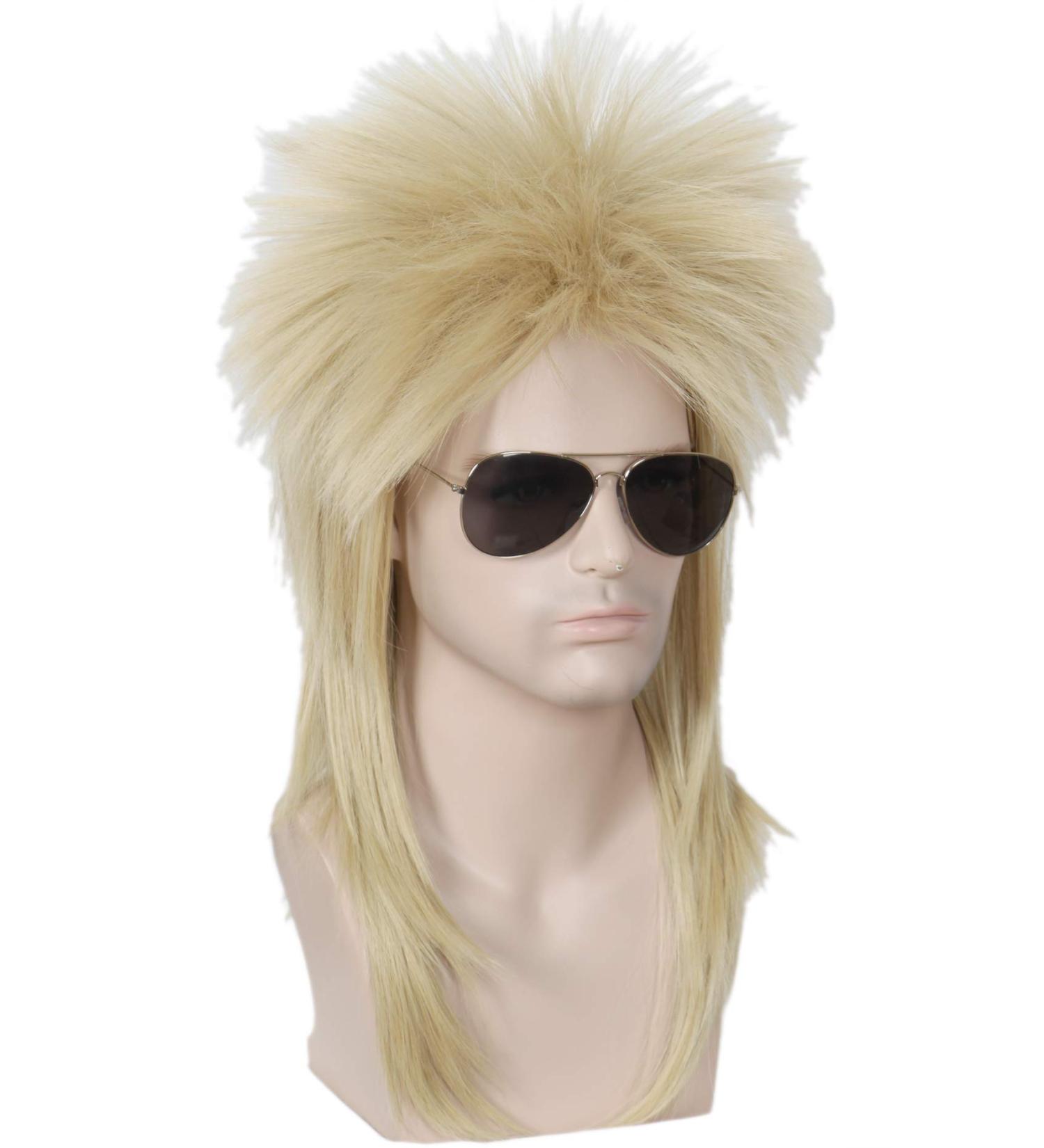 Linfairy 80s Rock Blonde Mullet Wig | Halloween Fancy Dress Costume Accessory - Buy Online on GoSupps.com