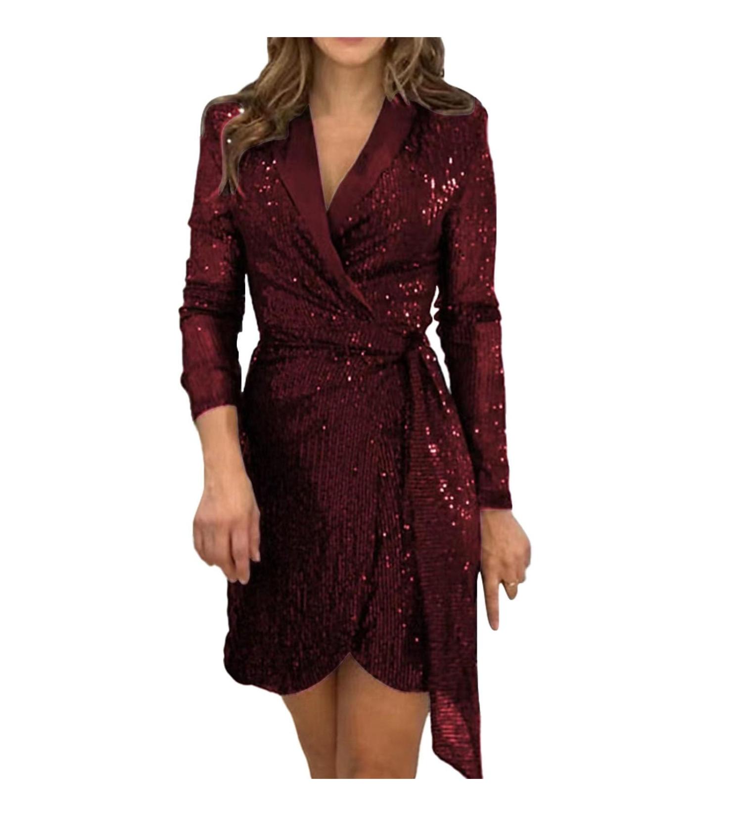 Hanxiulin Red Cocktail Dress for Women Glitter Short Party Dress | Elegant Christmas & Casual Dresses in XL - Buy Online on GoSupps.com