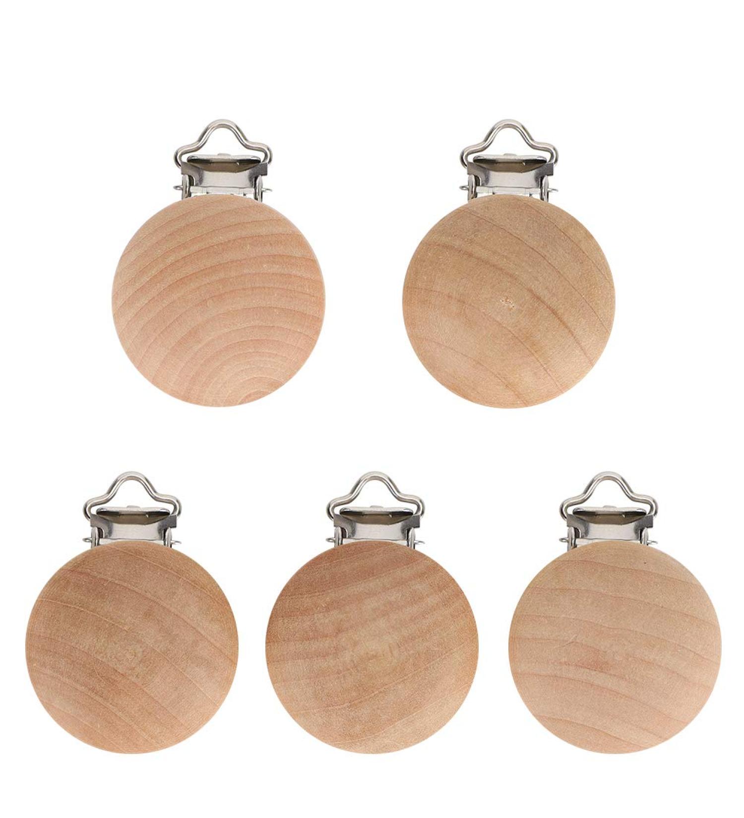 Hztyyier 5Pcs Beech Wood Pacifier Clips - Durable & Stylish Holder for Toddlers & Babies - Buy Online on GoSupps.com