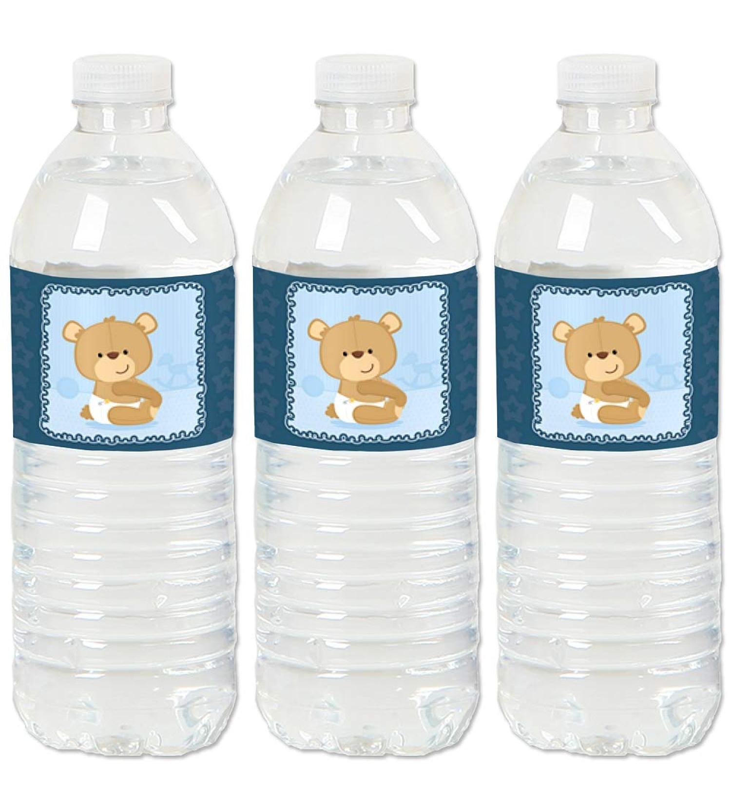 Baby Boy Teddy Bear Water Bottle Sticker Labels - Set of 20 | Baby Shower Decorations - Buy Online on GoSupps.com