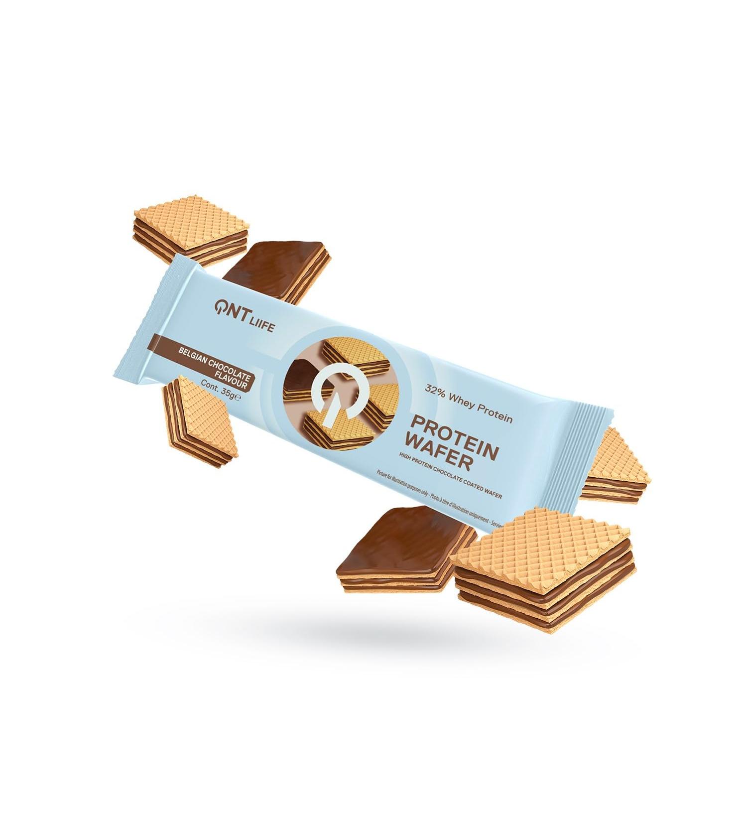 QNT Protein Wafer Chocolate Bar 32% Pure Whey Protein Crunchy Texture Low Sugar Box of 12 Bars (12 x 35g) - Buy Online on GoSupps.com