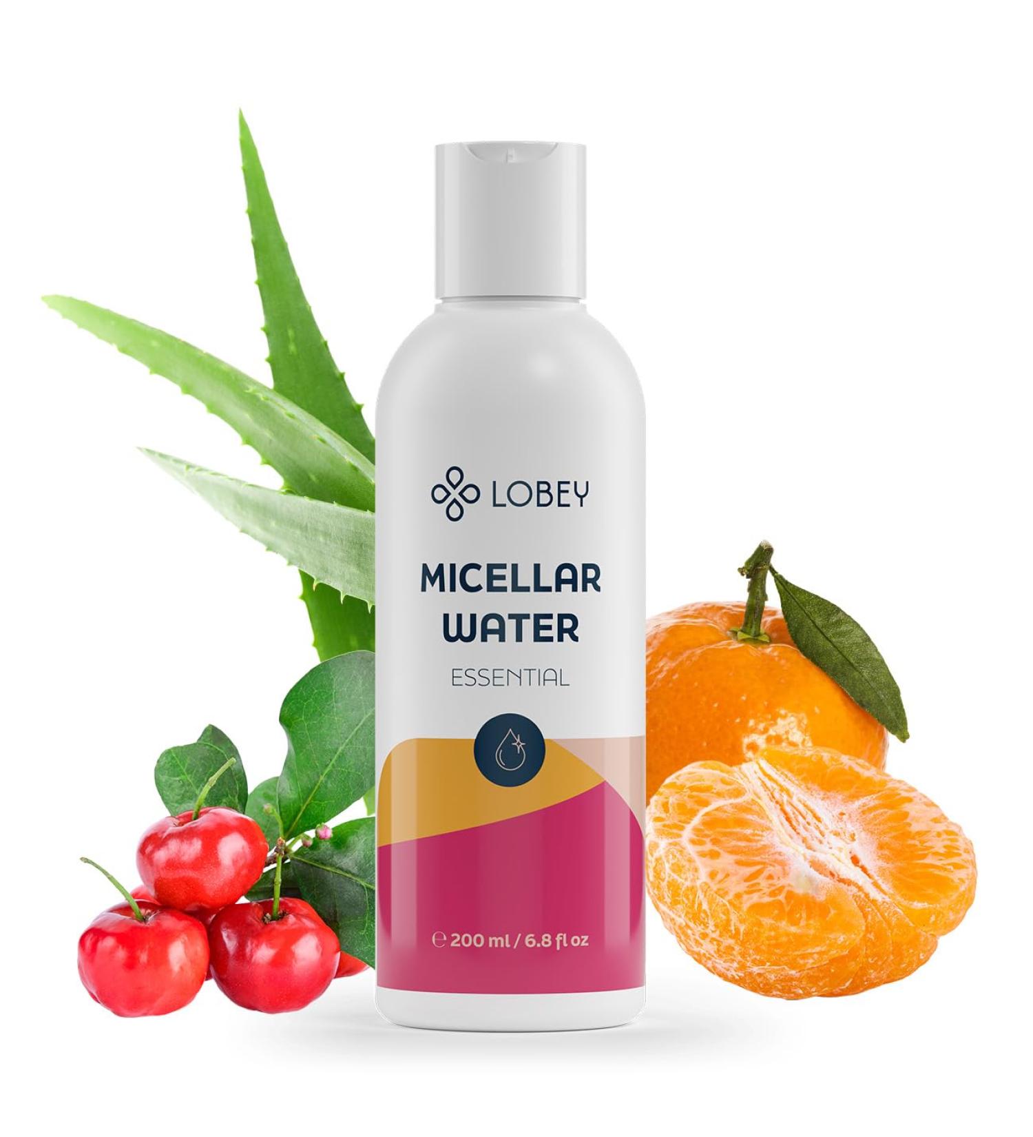 LOBEY Eau micellaire - Nettoyage doux du visage l'aloe vera et aux extraits de fruits - limine le maquillage et la protection solaire - Pour peaux sensibles - Naturel et hydratant (200 ml) - Buy Online on GoSupps.com
