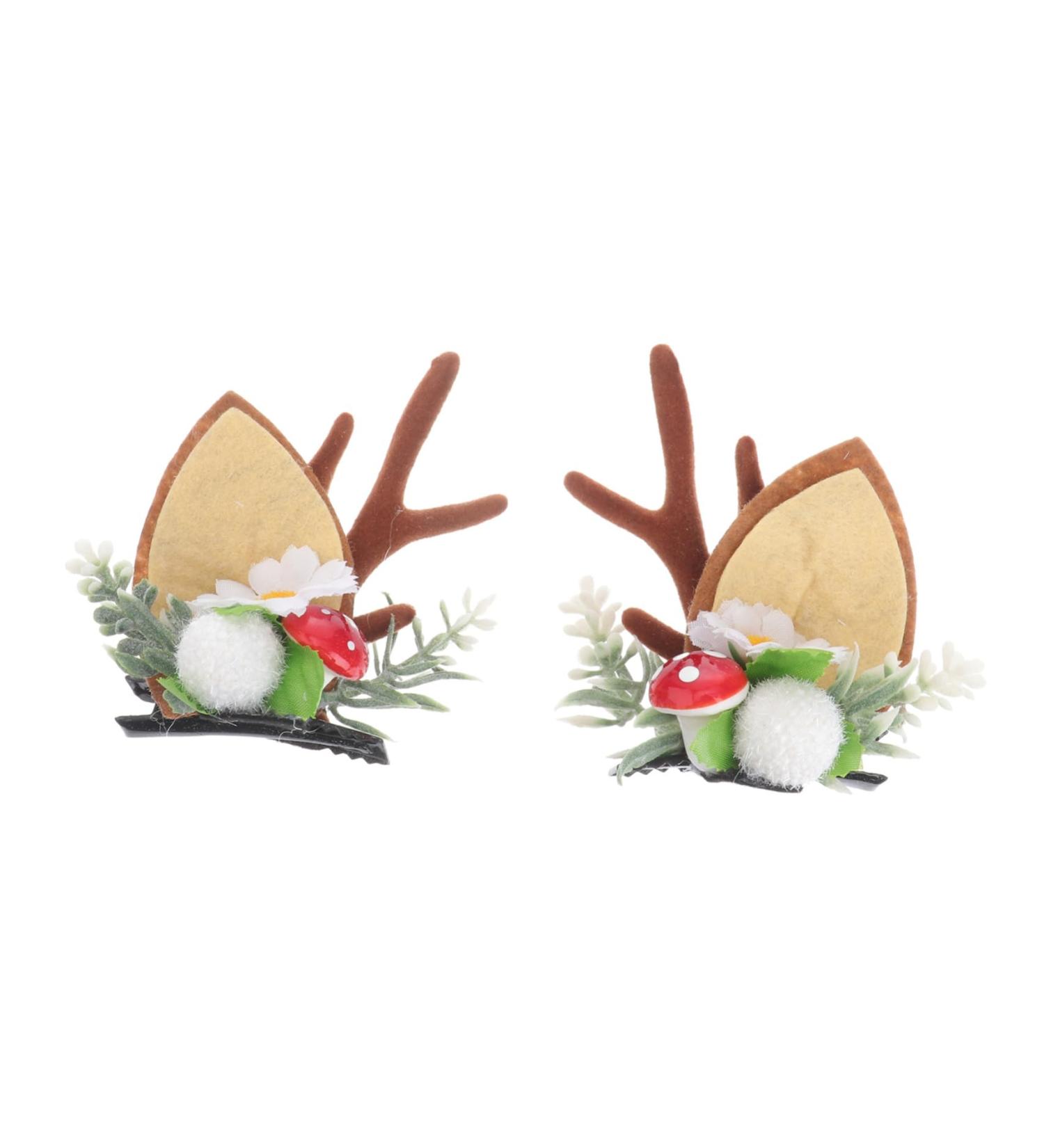 FRCOLOR 1Pair cat ears antler hair clip christmas antler hair clip reindeer antlers hair clips Christmas Hair Clips for girls antler headband Flocked antlers child alligator clip fresh - Buy Online on GoSupps.com