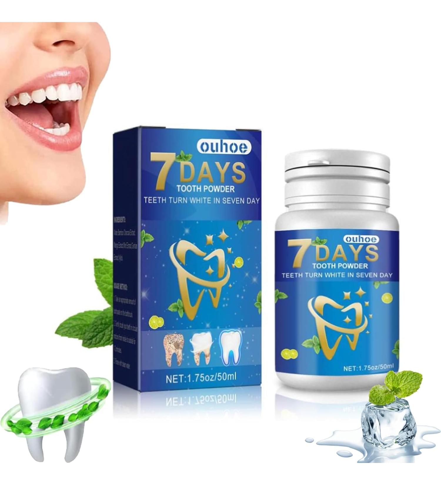 7 Days Teeth Whitening Powder - Effective Tooth Whitening with Refreshing Mint Taste (1PC) - International Shipping Available - Buy Online on GoSupps.com
