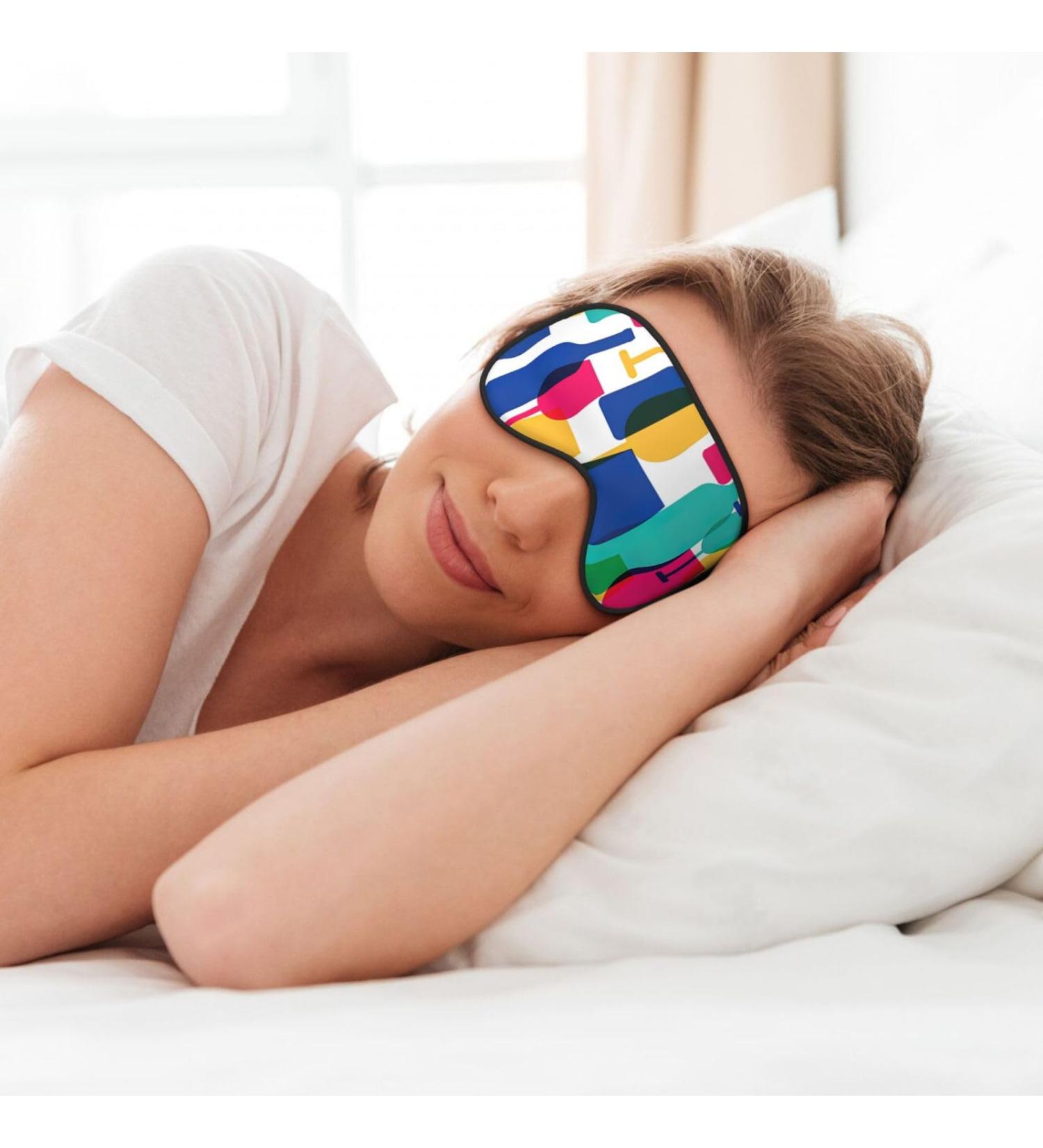 Cocktail Glasses & Wine Bottles Print Soft Eye Mask - Perfect Sleep Mask for Travel | Ideal for Men & Women - Buy Online on GoSupps.com