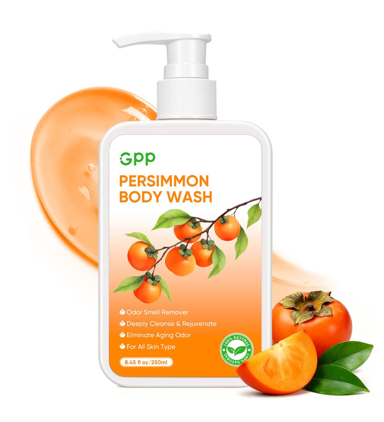 GPP Persimmon Body Wash for Body Odor Control Natural Deodorant Soap for Old People Smell Smelly Feet Deodorant Body Odor Eliminator Gentle for Sensitive Skin Persimmon Soap Bar for Women & Men - Buy Online on GoSupps.com