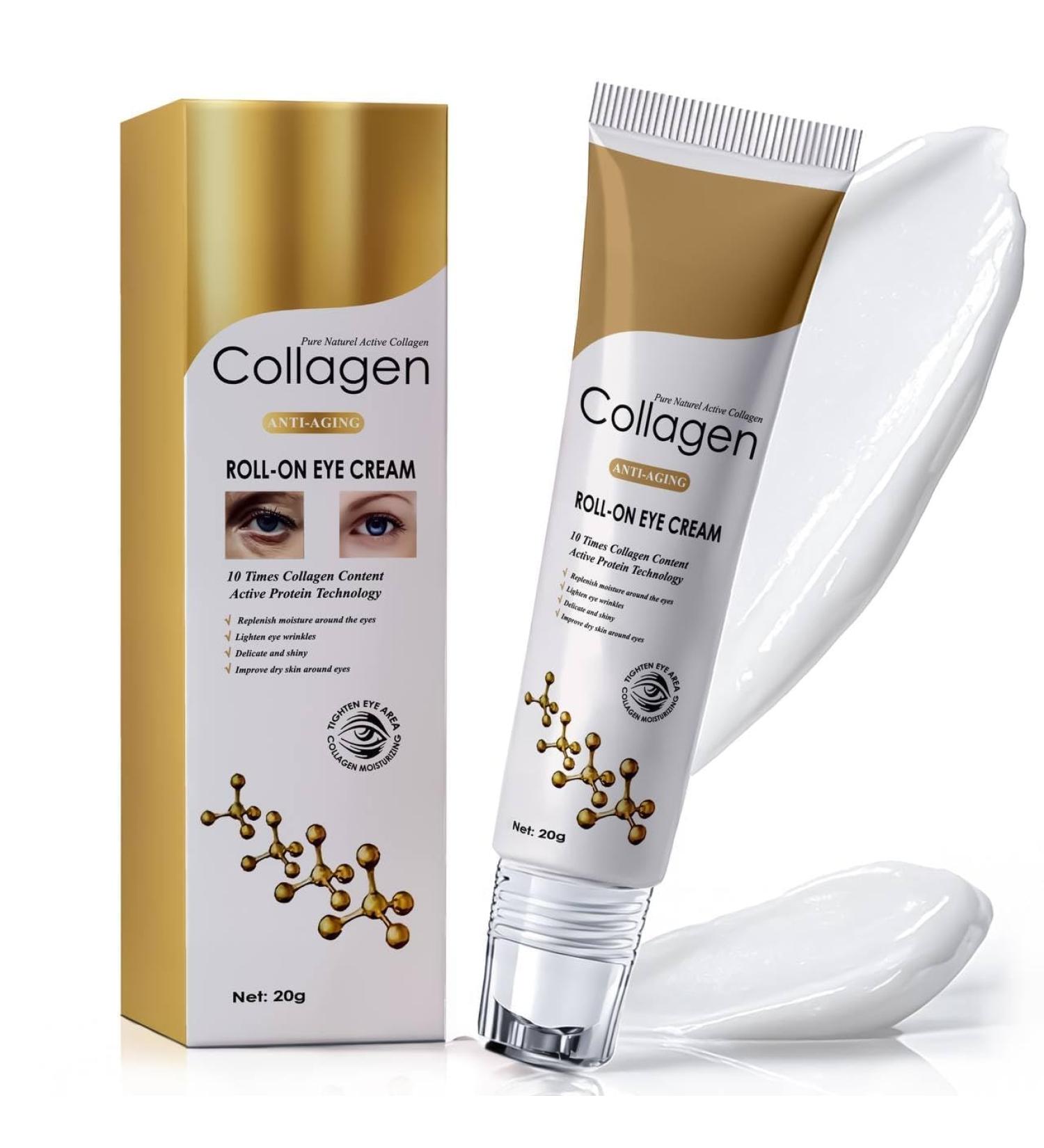 Age Correcting Eye Cream Anti-Aging Hyaluronic Acid Collagen & Caffeine Reduce Wrinkles Dark Circles & Under Eye Puffiness Lift Firm & Brighten Eyes Ice Roller For Under Eye Bags And Puffy Eyes White - Buy Online on GoSupps.com