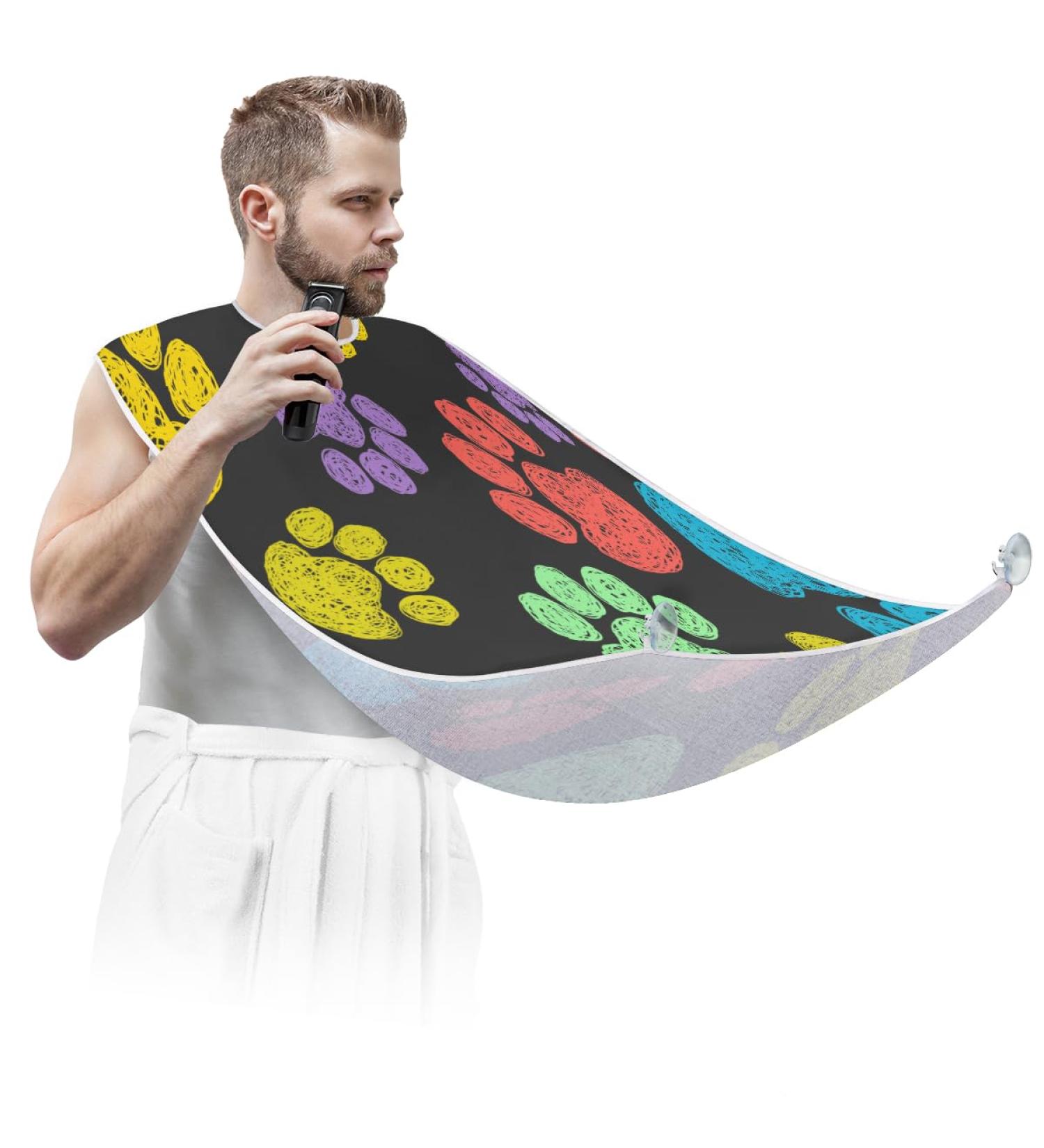 Holiday Halloween Beard Bib Apron - Men's Beard Hair Catcher for Shaving | Perfect Gift for Dad & Husband | Includes 2 Suction Cups - Buy Online on GoSupps.com