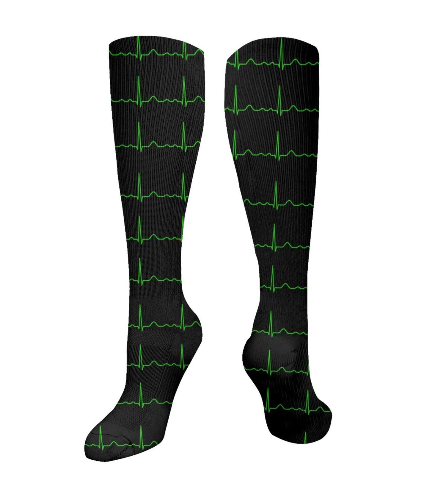 EKG Lines Heartbeat Compression Socks 15-20 mmHg for Men & Women | Best Support for Running & Cycling | Improve Circulation - Buy Online on GoSupps.com