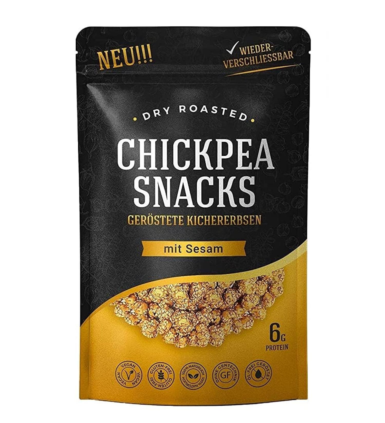 Crispy Roasted Chickpea Snacks - Vegan & Gluten-Free | Protein-Rich 150g | Student Feed | 1 Pack (Sesame) - Buy Online on GoSupps.com