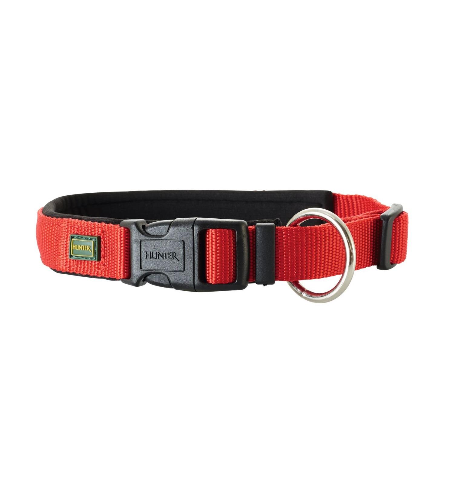 Hunter 62188 neoprene Vario plus neck dog collar nylon padded with neoprene 45/2.0 (m) red/black 45/2.0 (m) red/black