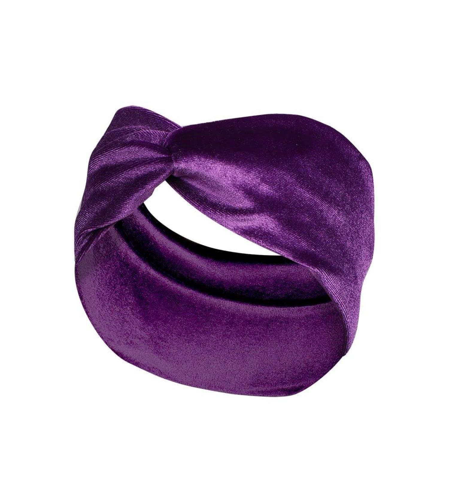 Fashionable Purple Velvet Turban Headband - Soft Elastic Monochrome Hair Accessories for Yoga & Sports - Buy Online on GoSupps.com