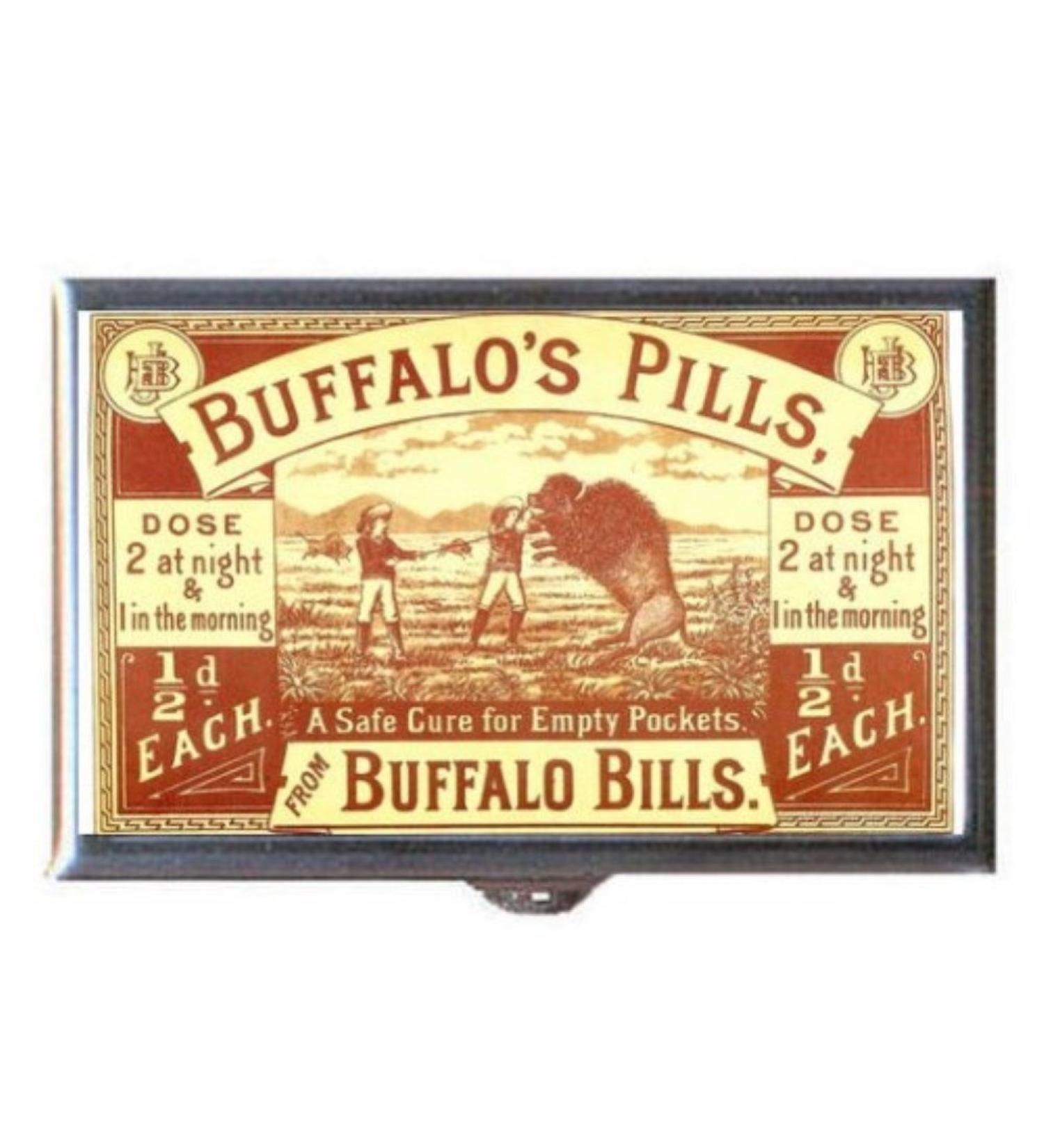 Buffalo Bill Pill Retro Ad Western Fun Image Decorative Pill Box