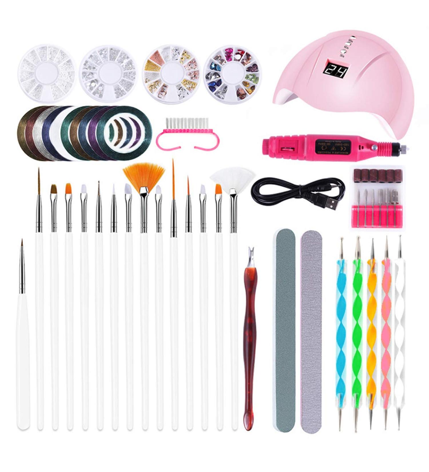 Yolispa Gel Nail Polish Lamp Starter Kit - 36W UV LED Nail Dryer & 15 Nail Art Brushes for Perfect Manicures | International Shipping Available - Buy Online on GoSupps.com