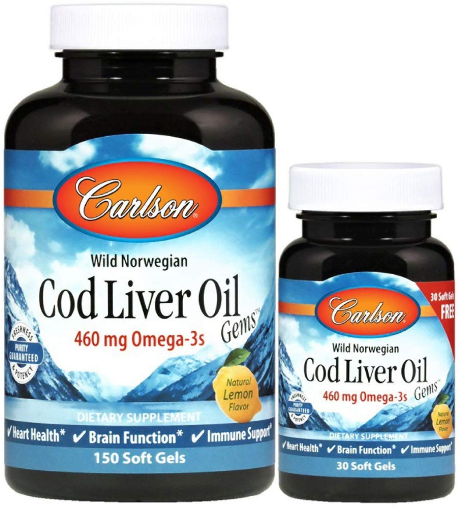 Carlson Laboratories Cod Liver Oil Gems - Lightly Lemon 1000 Milligrams 150+30 Sgels
