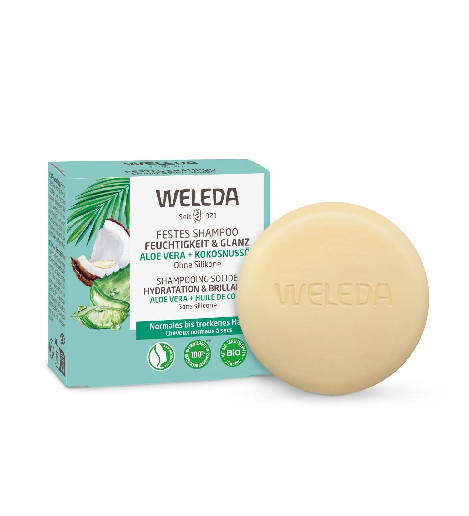 WELEDA - Hydration & Shine Solid Shampoo - Hydrates hair - Preserves natural shine - NATRUE - 50g - Buy Online on GoSupps.com