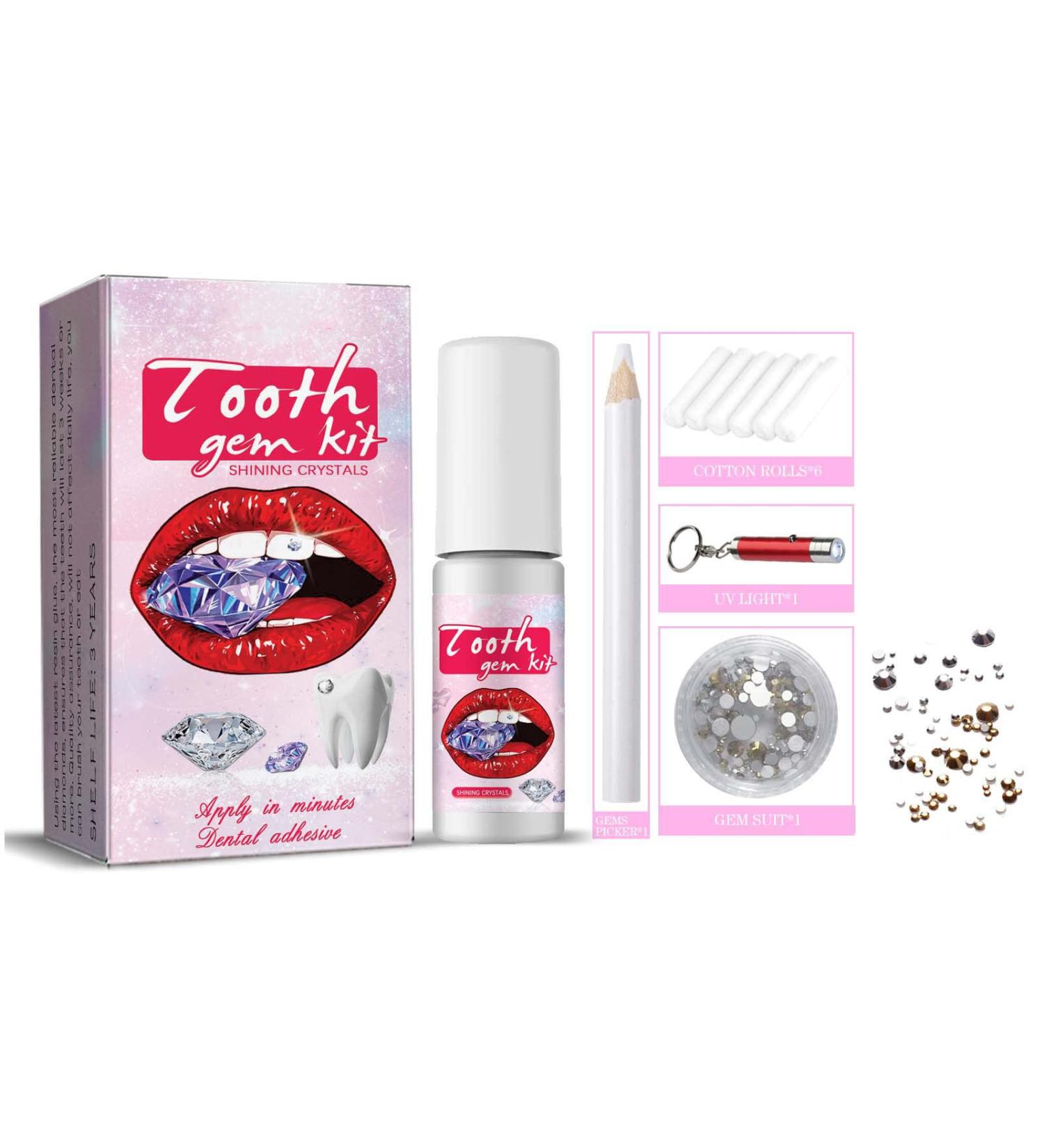 Judiferty Teeth Gems Kit - 20 Crystals with Glue and Light | Dental Jewelry Starter Kit for Teeth - Clear Diamonds - Buy Online on GoSupps.com
