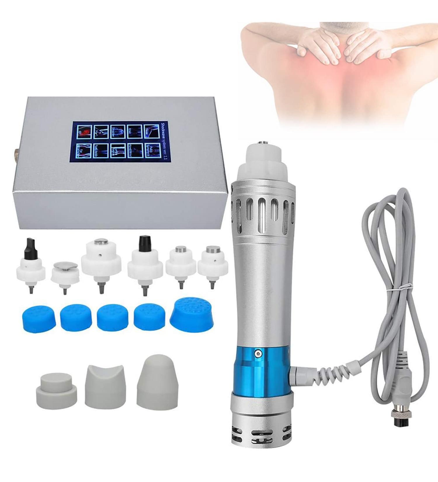 LJBOZ Shock Wave Therapy Device - Portable Extracorporeal ED & Pain Massage Device with 6 Massage Heads for Percussion Therapy - Buy Online on GoSupps.com