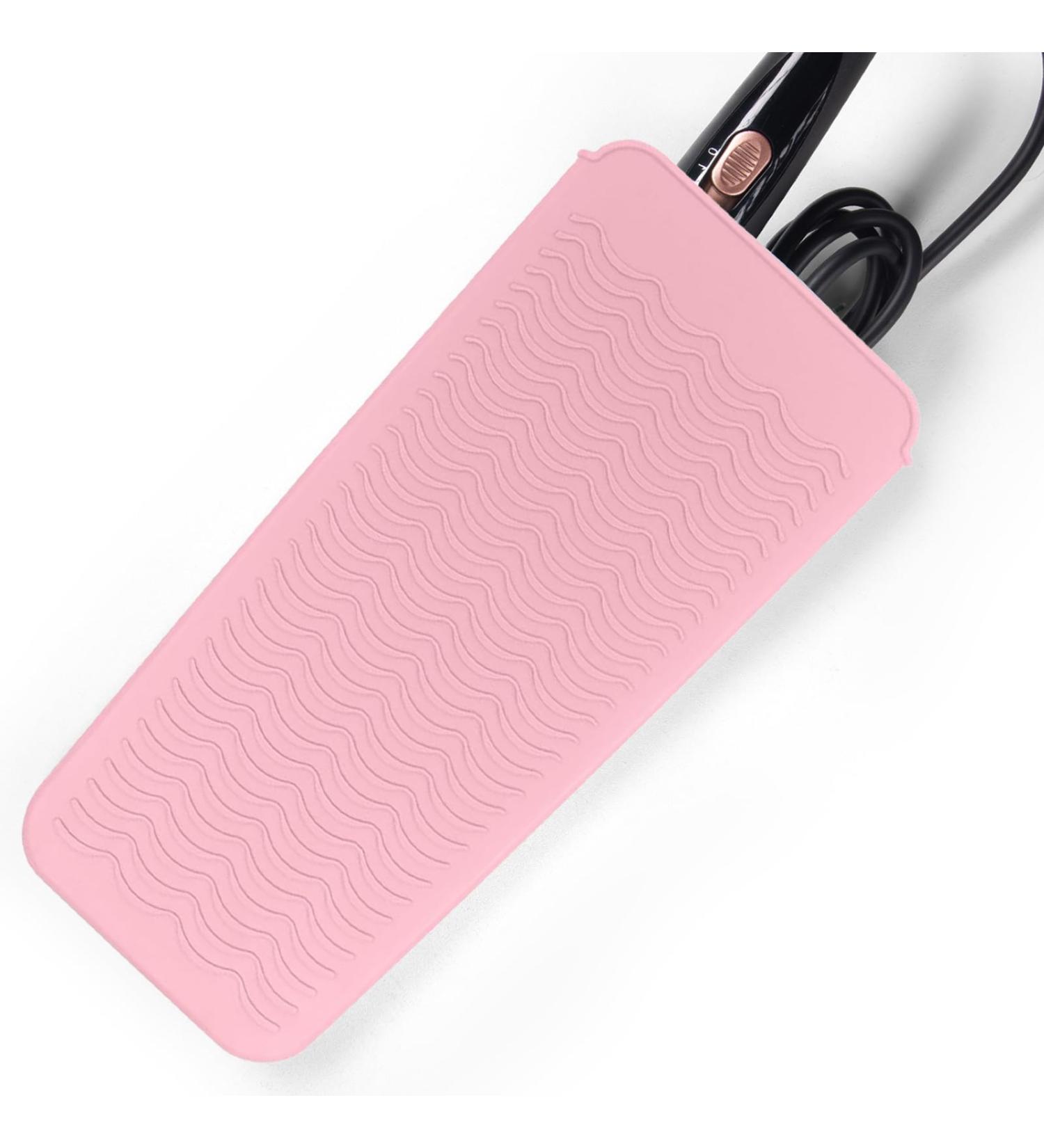 Hair Iron Mat Pouch | Heat Resistant Silicone Mat for Flat & Curling Irons | Portable Travel Cover for Hot Hair Styling Tools (Pink - Buy Online on GoSupps.com