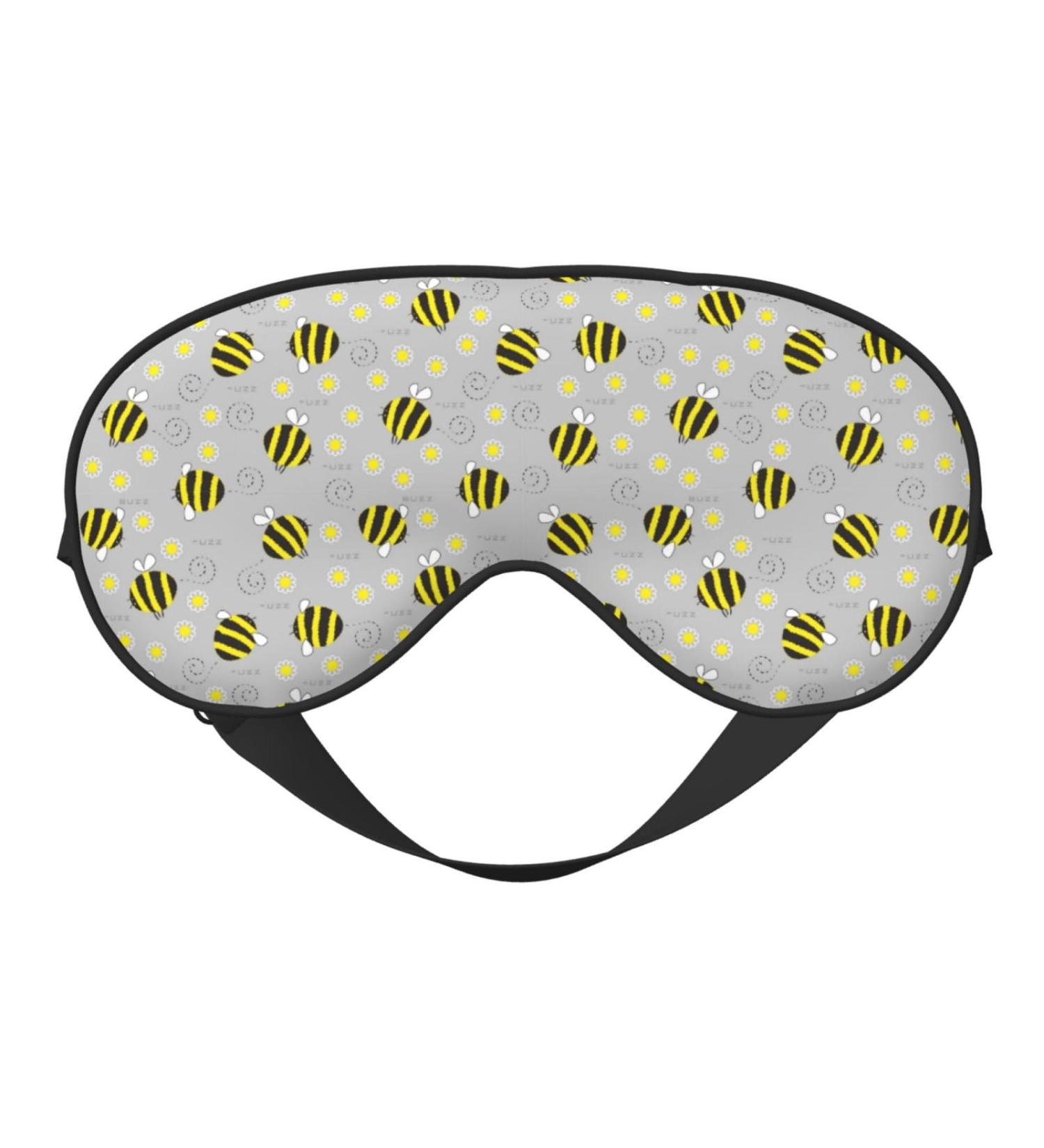 Cheerful Bumble Bees & Daisies Sleep Mask - Double-Sided Eye Covers for Soft Adjustable Comfort & Eye Edema Reduction - Buy Online on GoSupps.com