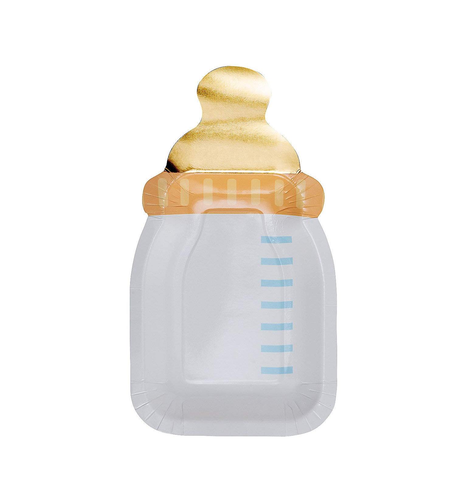 BABY BOTTLE SHAPED PLATE - Party Supplies - 8 Pieces