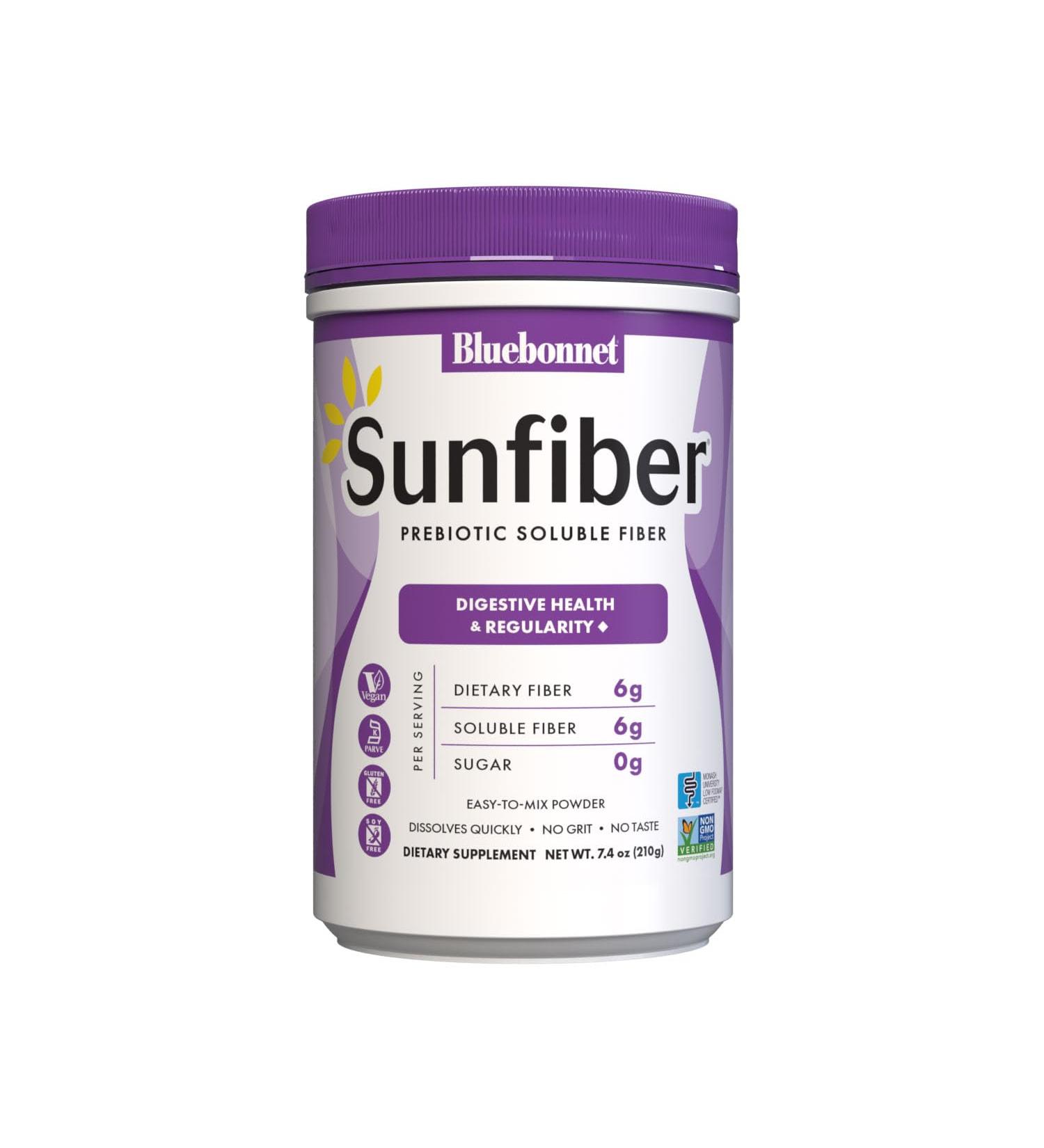 BlueBonnet Nutrition Sunfiber 6 g of Plant Based Prebiotic Soluble Fiber Supports Digestive Health* - Instant Dissolve Non-GMO Vegan Kosher Low-FODMAP Unflavored 7.4 OZ 30 Servings - Buy Online on GoSupps.com
