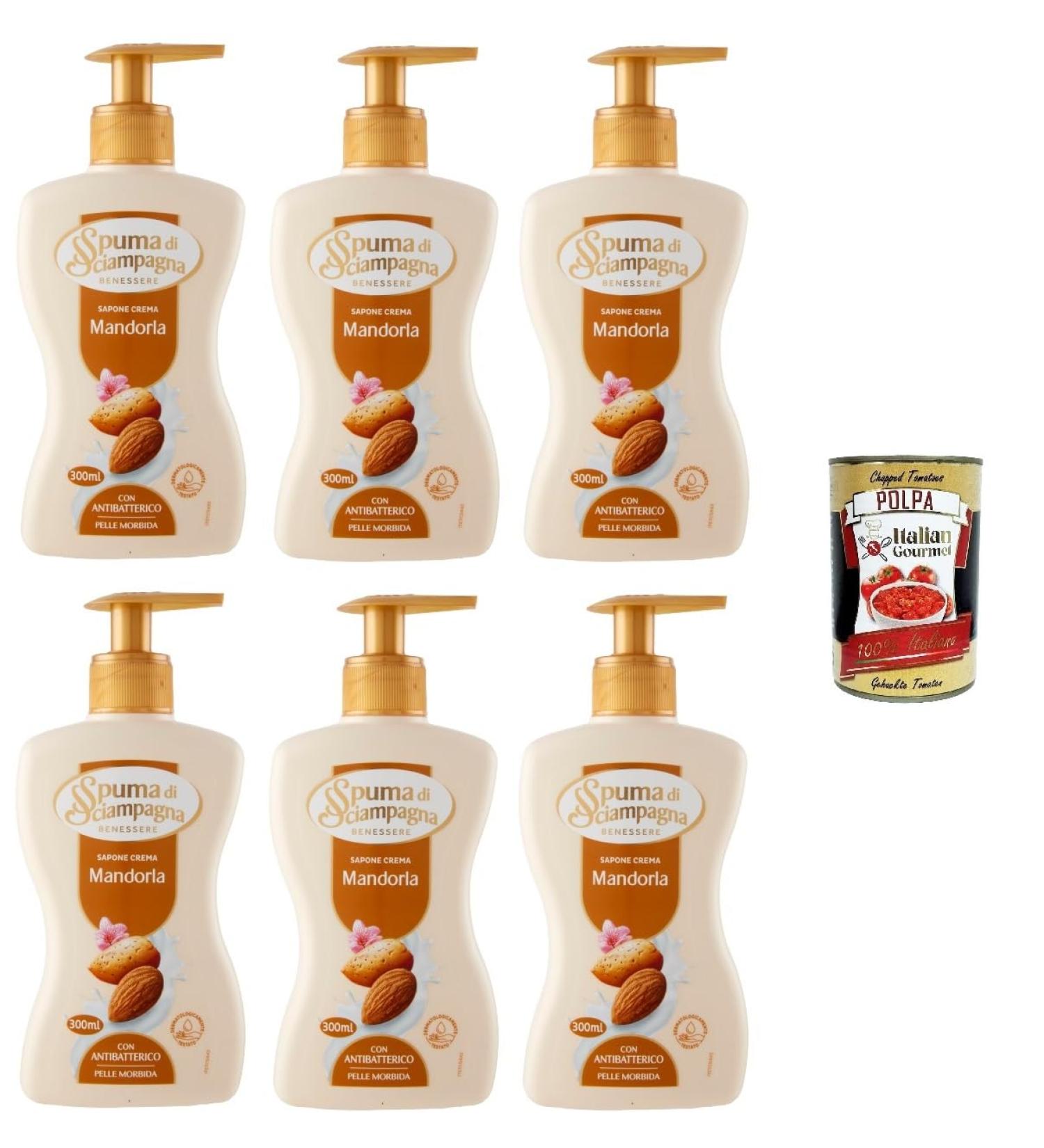 Italian Gourmet E.R. Champagne Foam Almond Cream Soap Almond Cream Soap 6 x 300 ml + Italian Gourmet Pulp 400 g