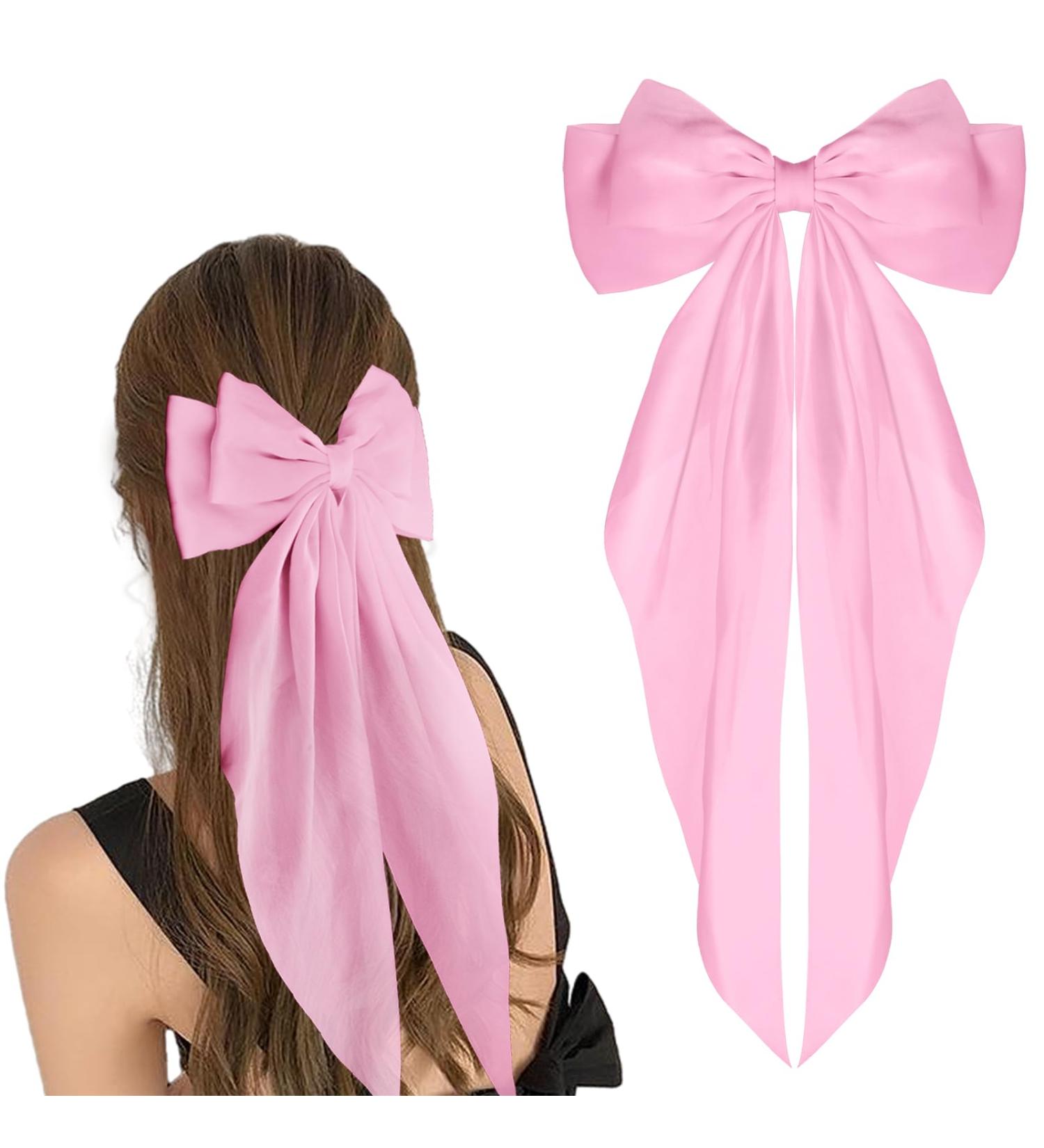 Shop Wllhyf Pink Hair Clips - 90s Satin Loop Hairpins for Women & Girls | Perfect for Parties & Everyday Style - Buy Online on GoSupps.com