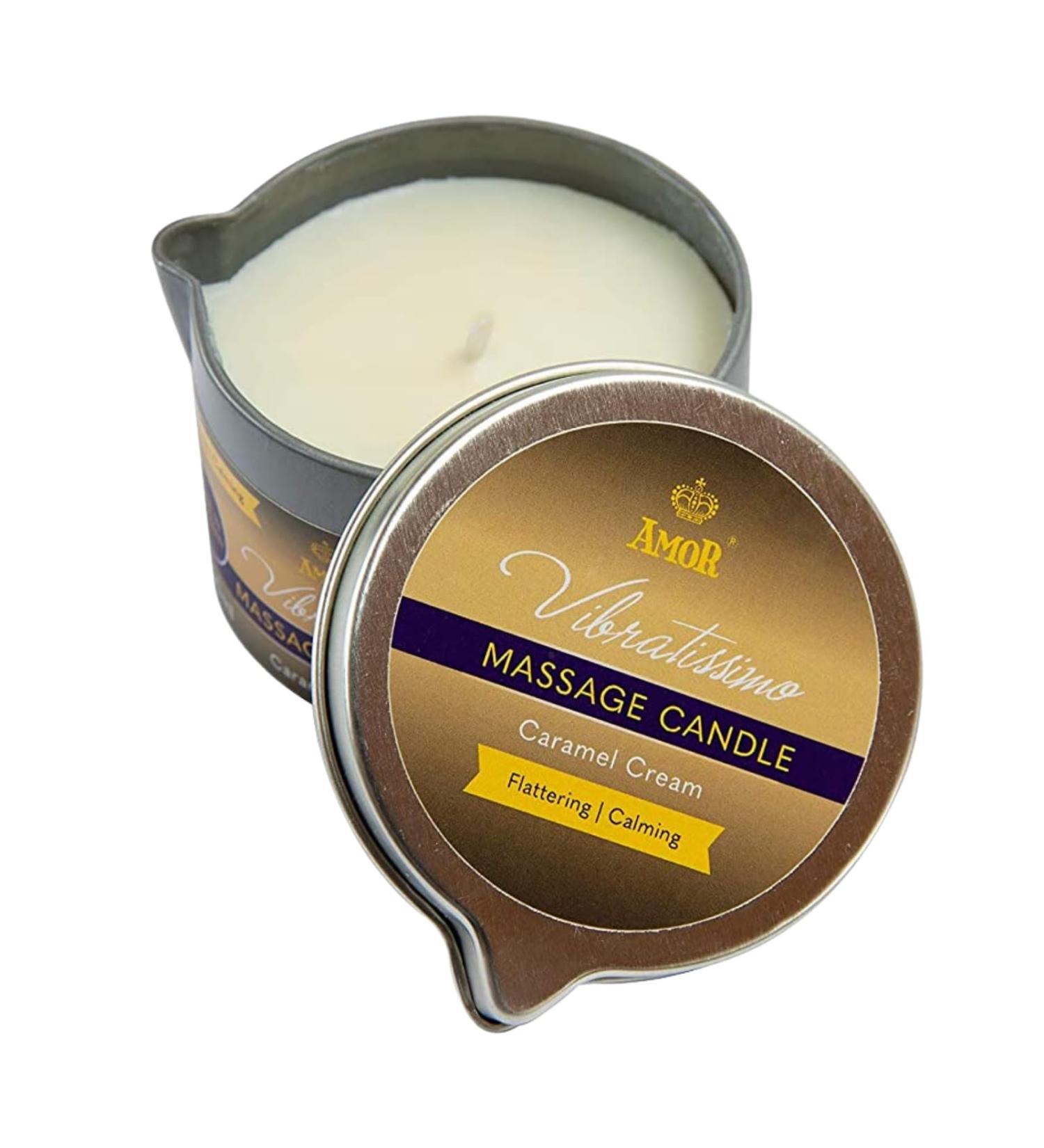 Vibratissimo Caramel Cream Massage Candle 100ml | Natural Relaxation Coconut Oil | Sensitive Skin Safe | Aromatic Candle for Massage - Buy Online on GoSupps.com