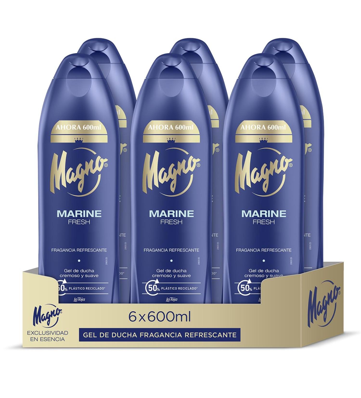  Magno Magno Set of 6 Marine Shower Gel Bottles 600ml (3600ml) - Regenerates and revitalizes the skin - Provides freshness - Buy Online on GoSupps.com
